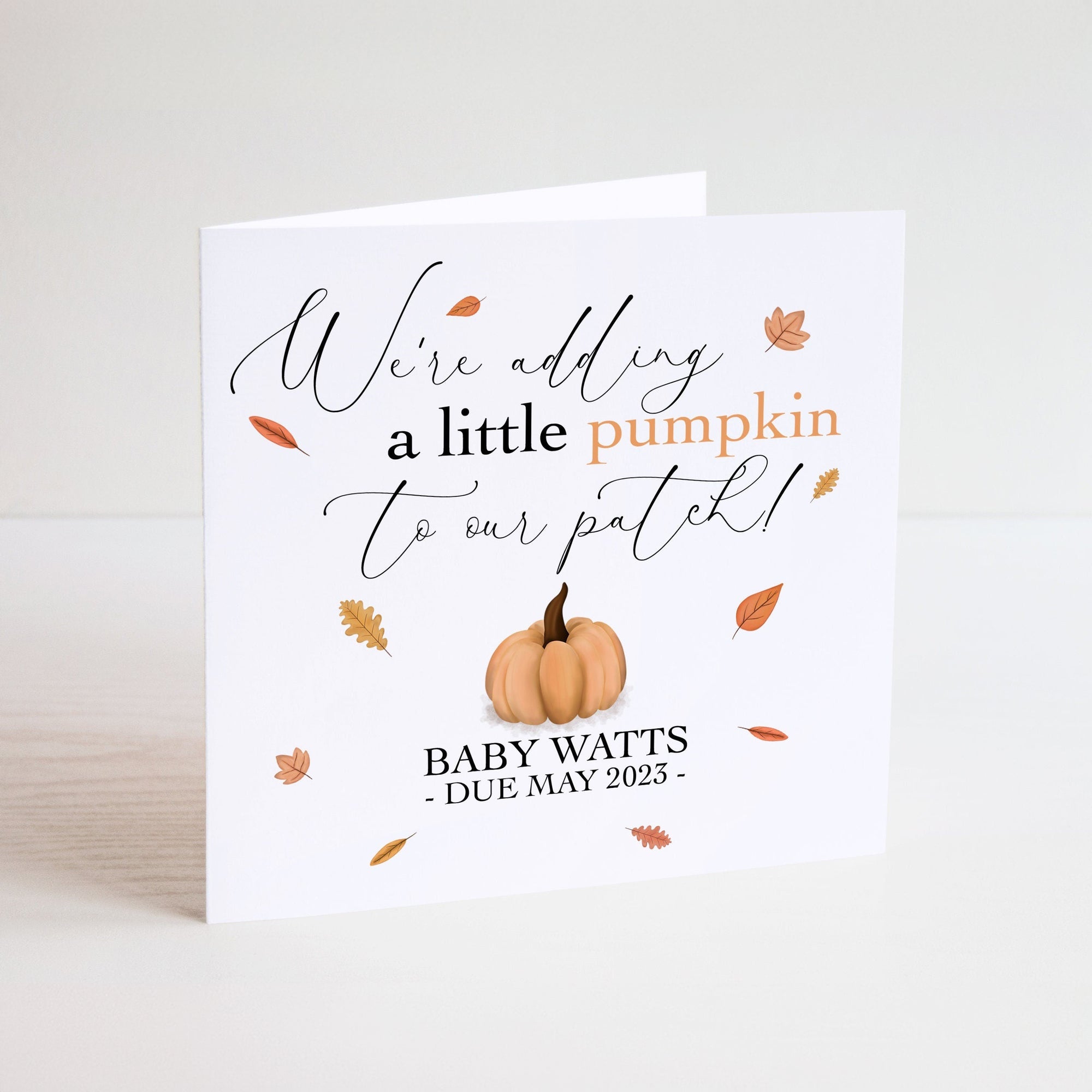 Autumn Pumpkin Pregnancy Announcement Card