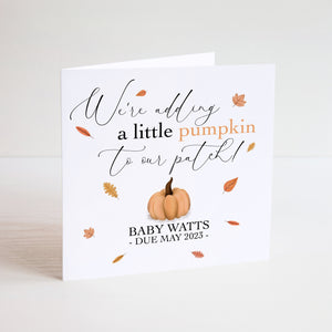 Autumn Pumpkin Pregnancy Announcement Card