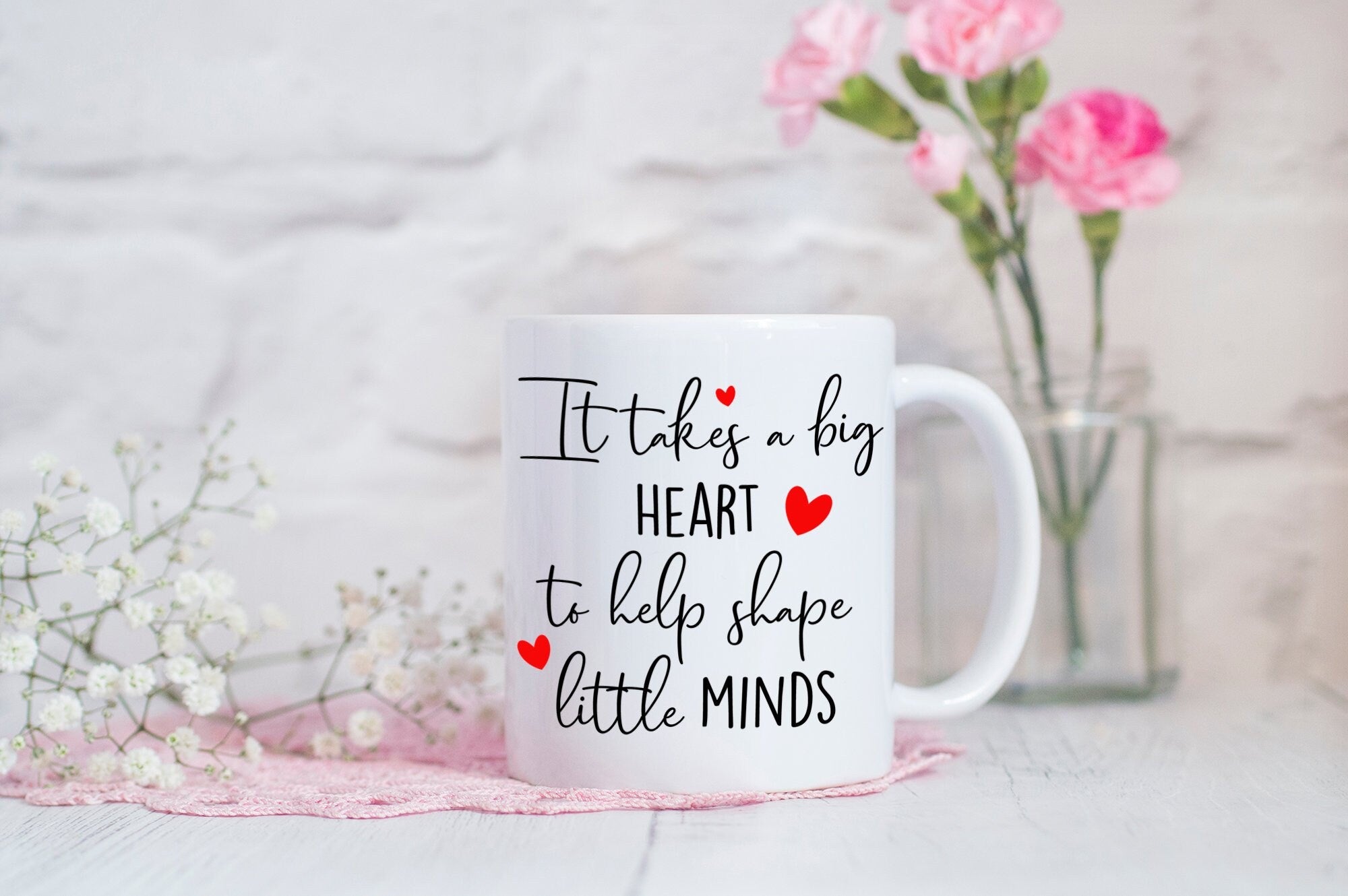 It Takes A Big Heart Teacher Mug - Teacher Gift - End Of Term Gift - Teacher Mug