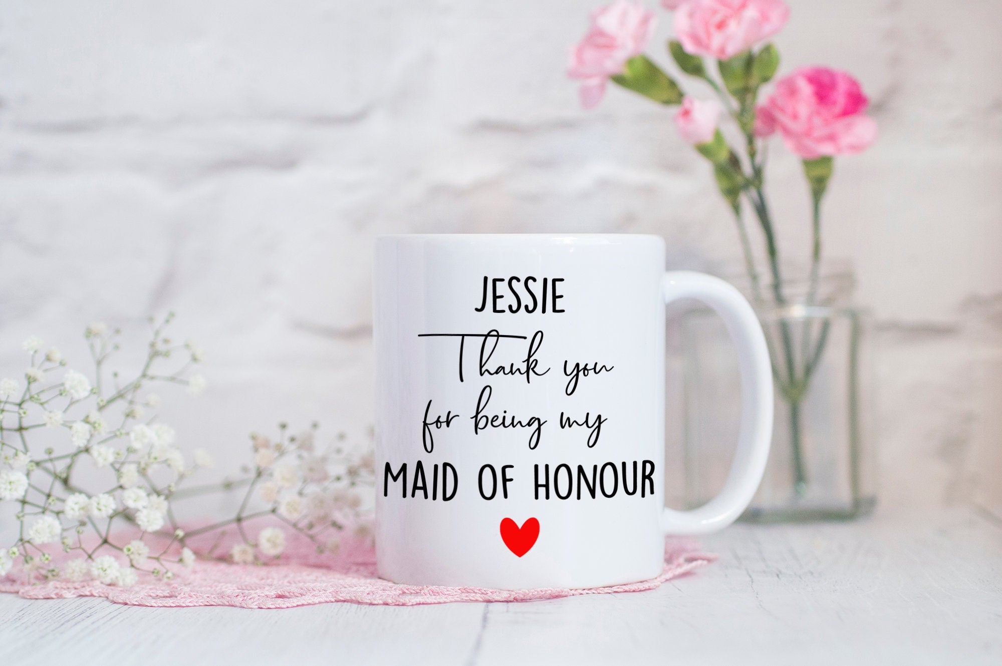 Personalised Thank You Bridesmaid/Maid Of Honour Mugs - Wedding Gifts - Bridesmaid Gift - Maid Of Honour Gift - Thank You Gifts