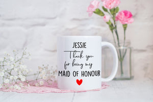 Personalised Thank You Bridesmaid/Maid Of Honour Mugs - Wedding Gifts - Bridesmaid Gift - Maid Of Honour Gift - Thank You Gifts