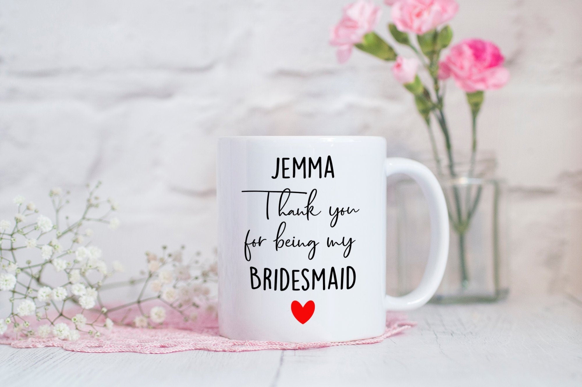 Personalised Thank You Bridesmaid/Maid Of Honour Mugs - Wedding Gifts - Bridesmaid Gift - Maid Of Honour Gift - Thank You Gifts