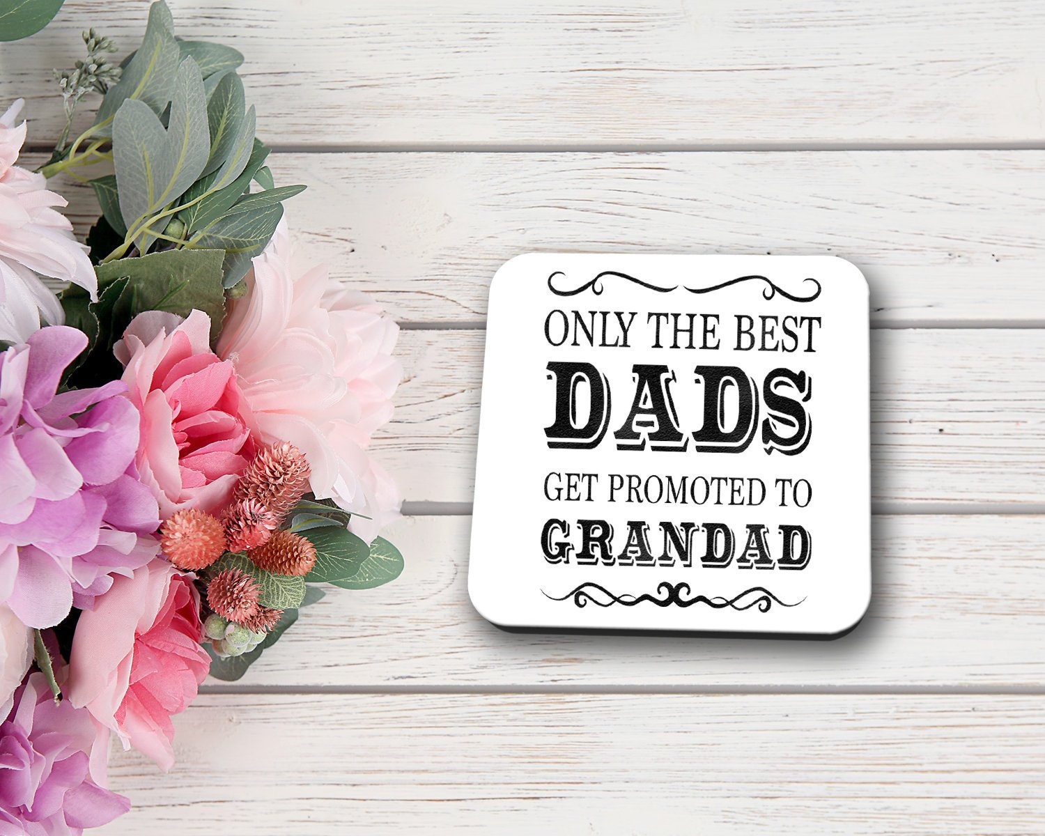 Only The Best Dads Get Promoted Coaster - Pregnancy Reveal - Pregnancy Announcement - Grandad To Be - Father's Day Gift