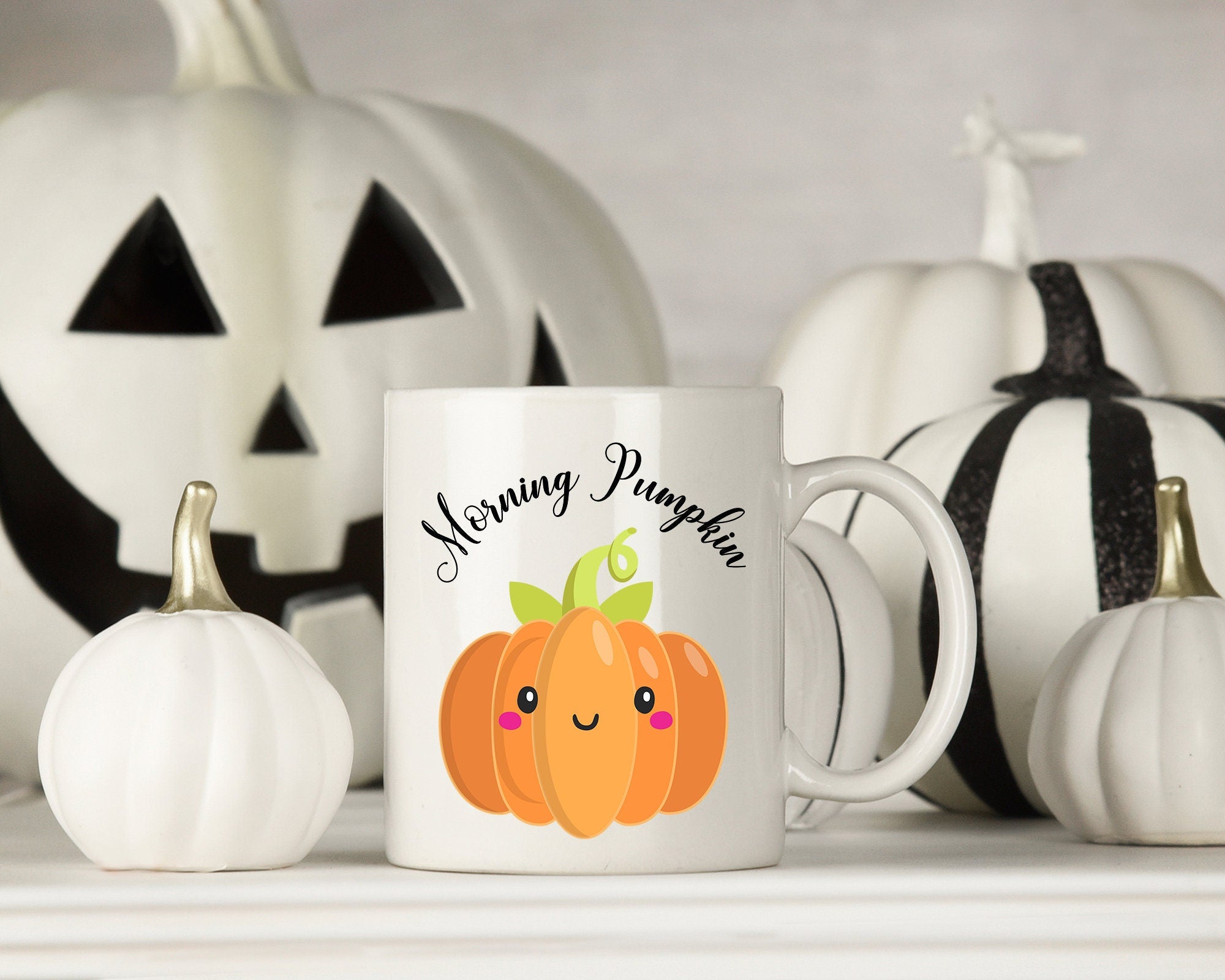 Halloween Pumpkin Mug - Morning Pumpkin - Cute Pumpkin - Halloween Cup