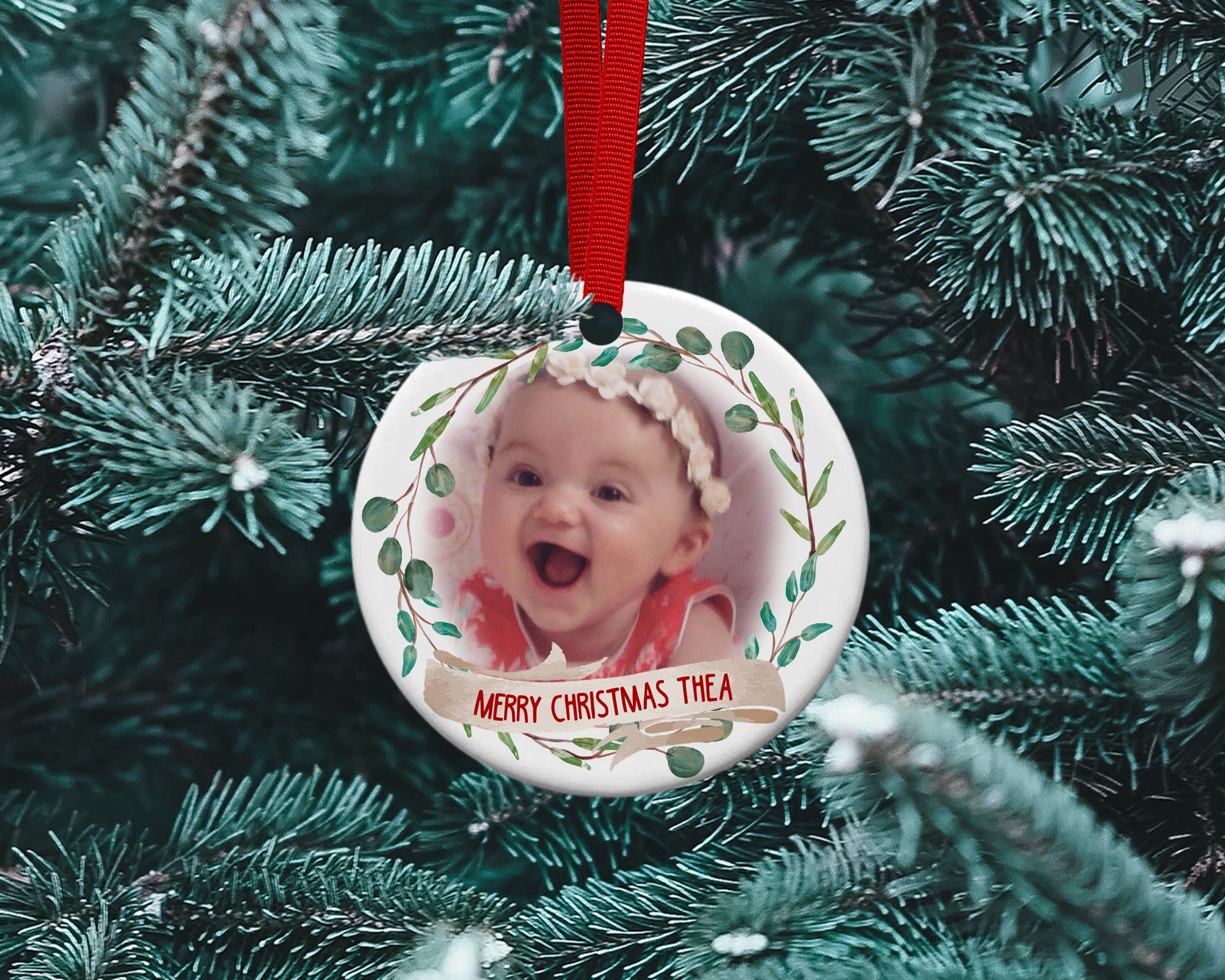 Photo Ceramic Christmas Decoration - Personalised Gift - Ceramic Gift