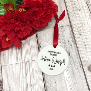 Engagement Ceramic Christmas Decoration - Engagement Gift - Newly Engaged - Soon To Be Married