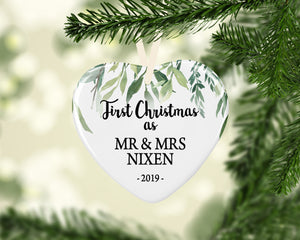 Newlywed Ceramic Christmas Decoration - Wedding Gift - Newly Married - Just Married Bauble