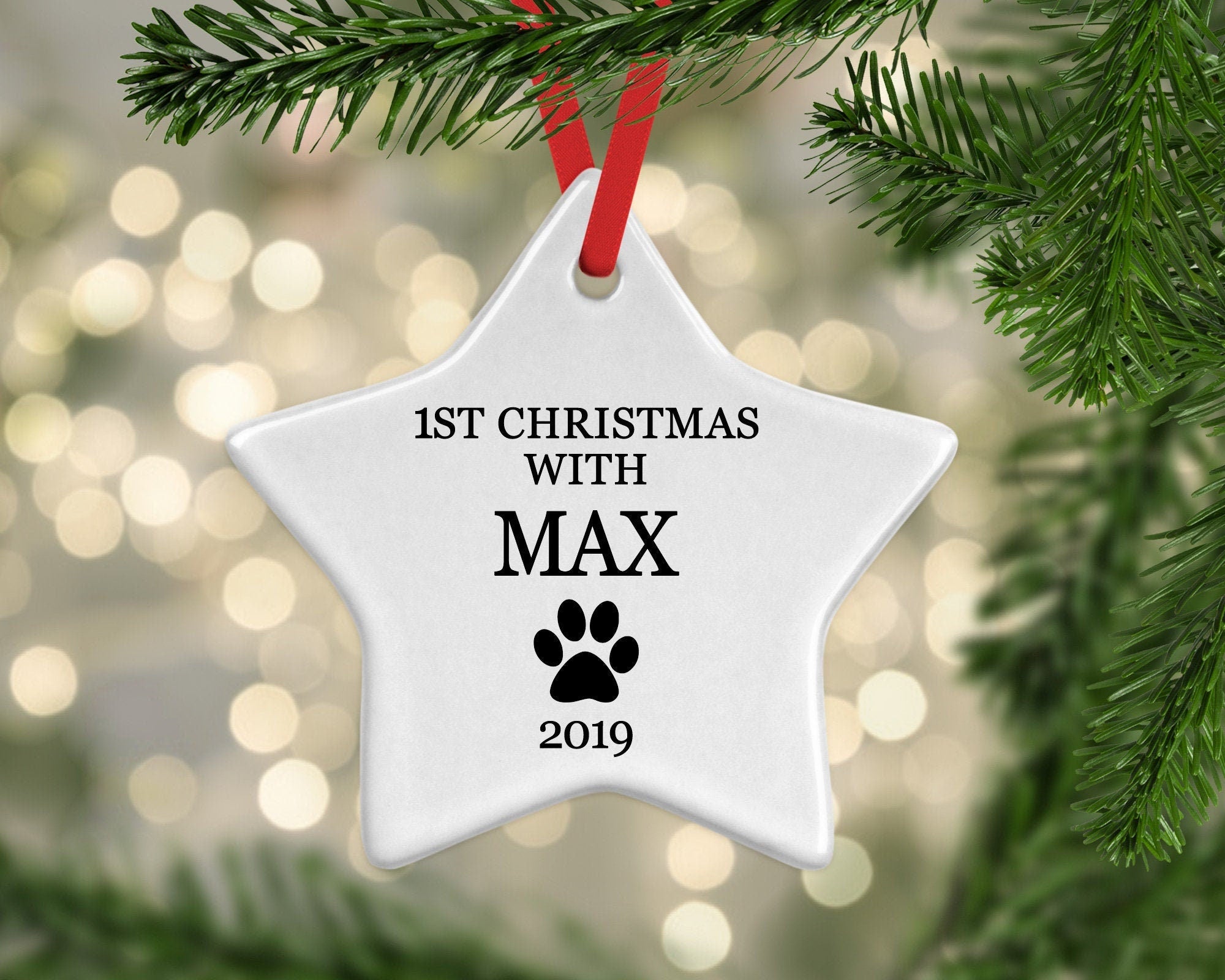 Personalised Pet 1st Christmas Decoration - Christmas Tree Decoration - Dog Bauble - Cat Bauble