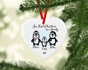 Personalised First Family Christmas Ceramic Decoration - New Baby Bauble - Family Christmas Decoration