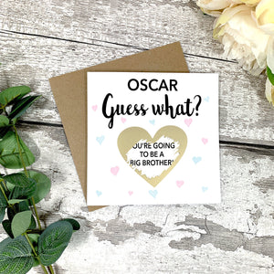 Personalised Big Sister/Big Brother Announcement Scratch Card - First Time Parents - New Baby - Surprise Pregnancy - Pregnancy reveal