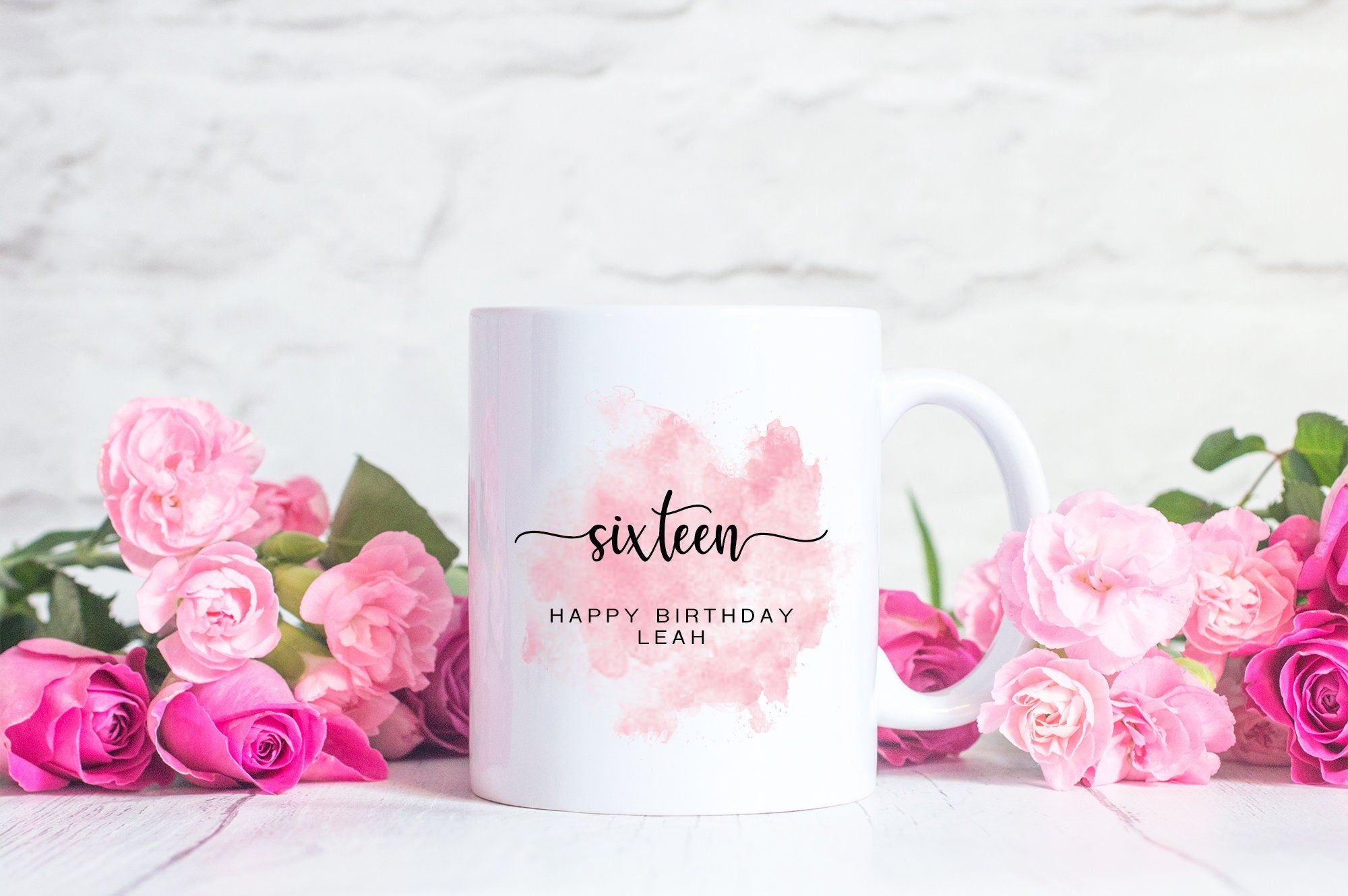 Personalised 16th Watercolour Birthday Mug - Happy Birthday - Birthday Mug - 16th Mug - Watercolour Mug