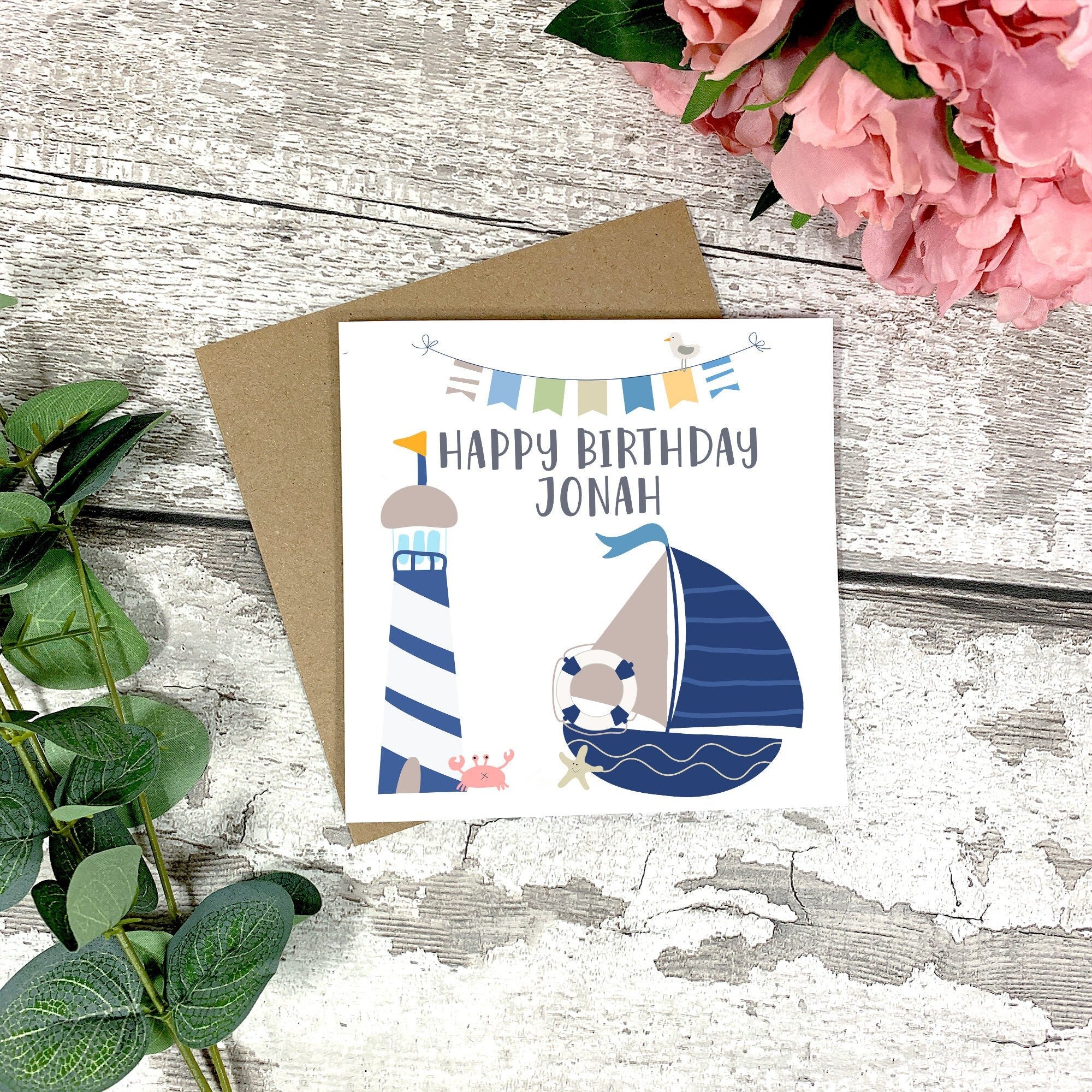 Personalised Happy Birthday Card - Nautical Card - Boys Card - Ocean Card