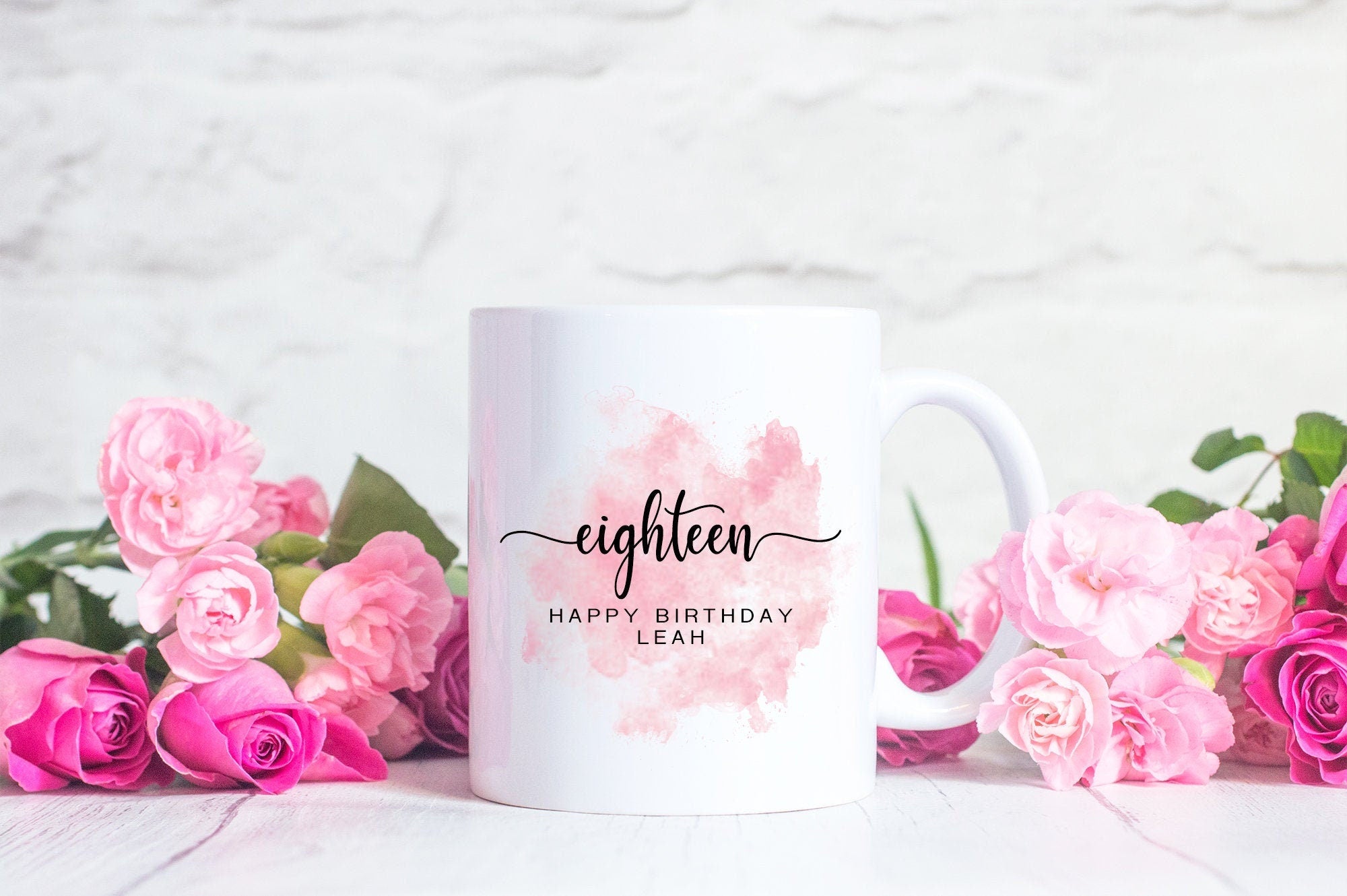 Personalised 18th Watercolour Birthday Mug - Happy Birthday - Birthday Mug - 18th Mug - Watercolour Mug