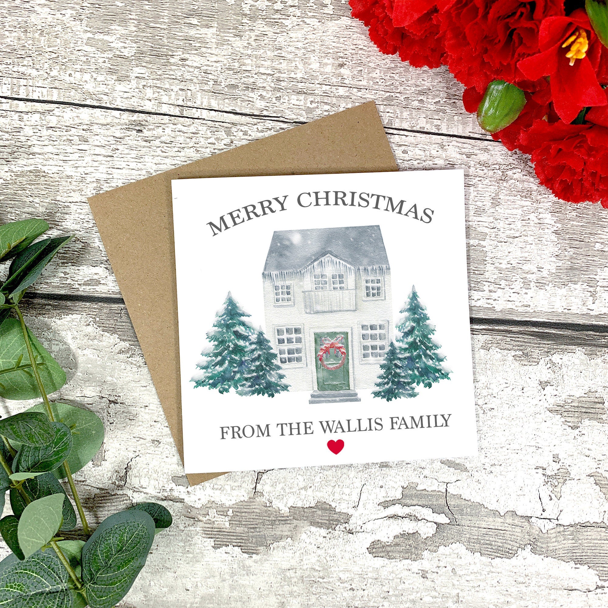 Personalised Christmas From Our House To Yours Card - Christmas Family Card - Christmas House Card - Christmas Card