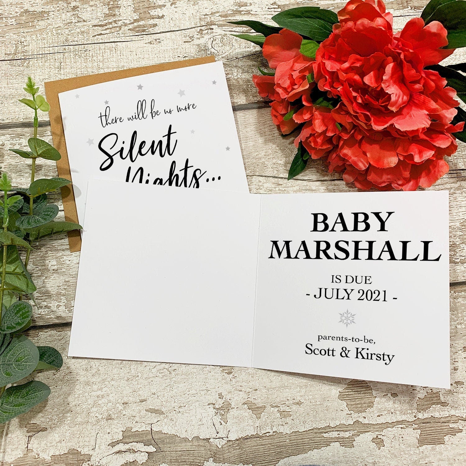 Personalised Christmas Pregnancy Announcement Card - First Time Parents - New Baby - Surprise Pregnancy - Pregnancy reveal