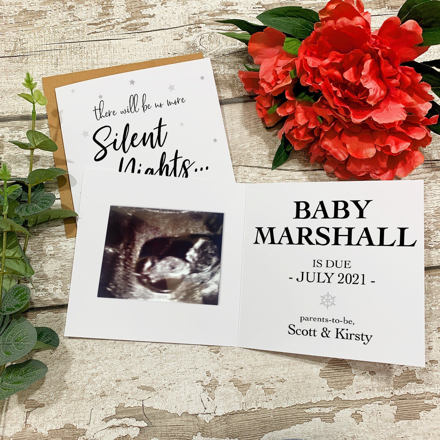 Personalised Christmas Pregnancy Announcement Card - First Time Parents - New Baby - Surprise Pregnancy - Pregnancy reveal