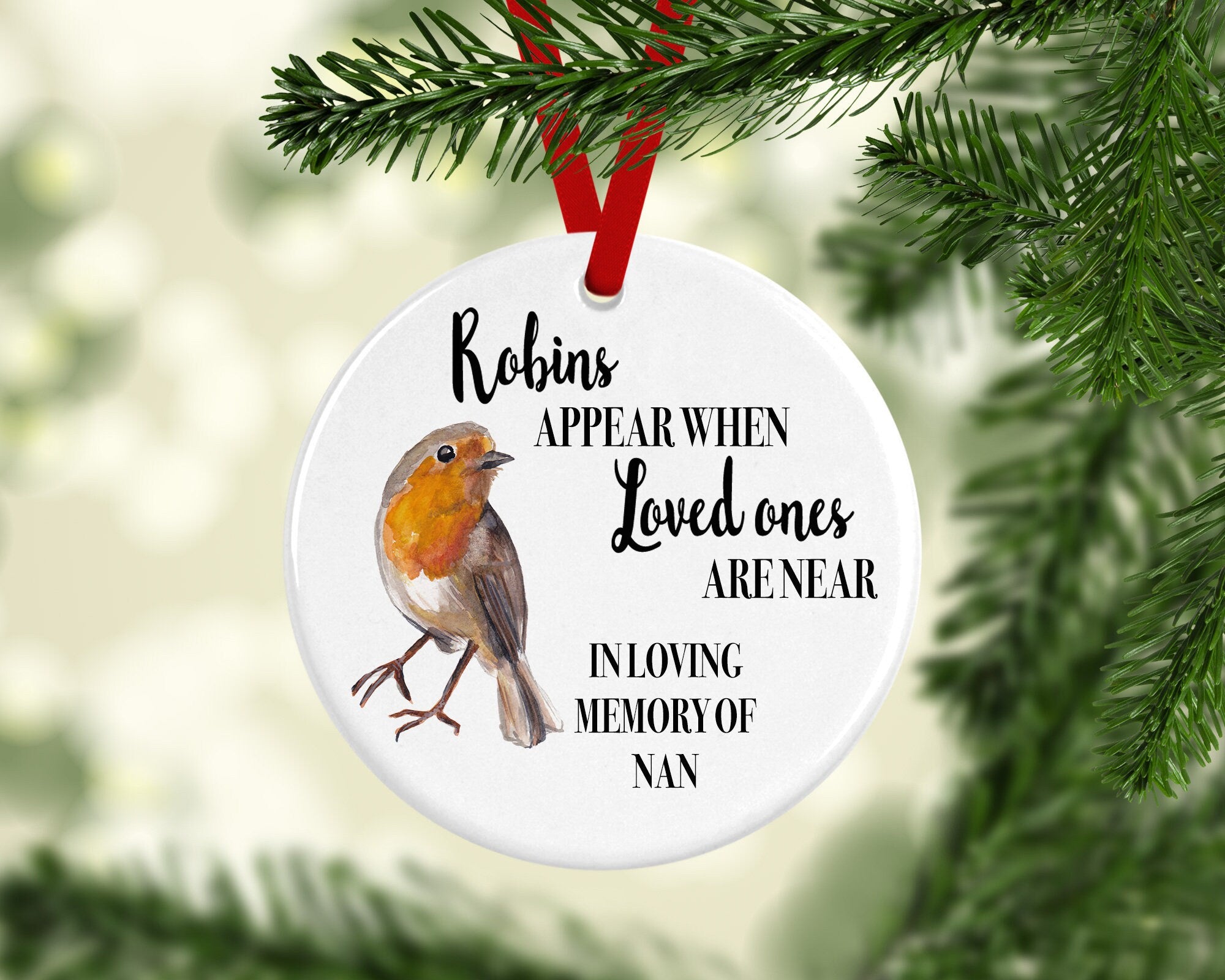 Robins Appear Ceramic Christmas Decoration - Memorial Christmas Ornament