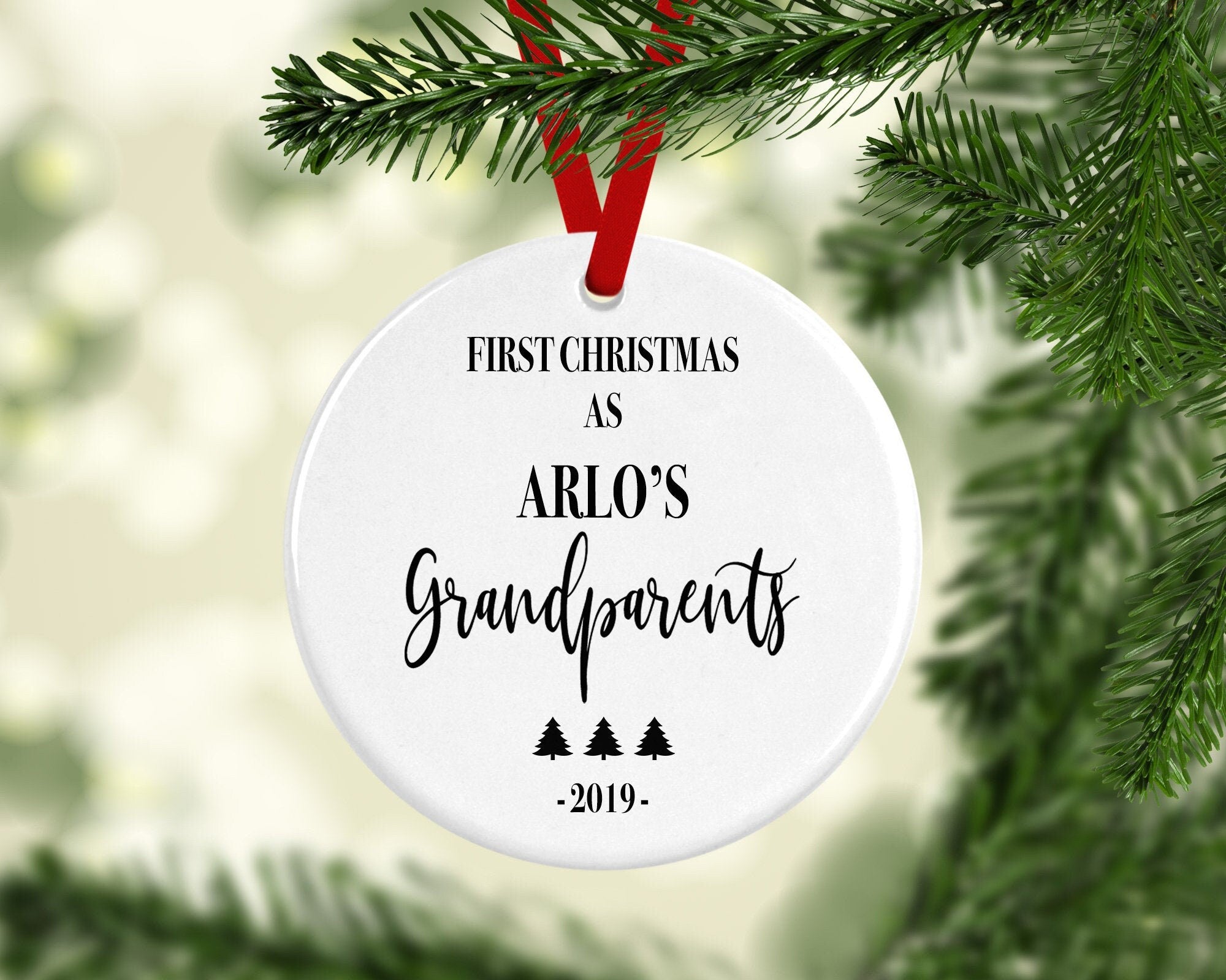 Grandparent Ceramic Christmas Decoration - First Christmas As Grandparents - New Baby