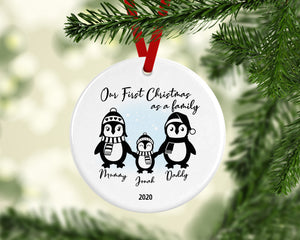 Personalised First Family Christmas Ceramic Decoration - New Baby Bauble - Family Christmas Decoration