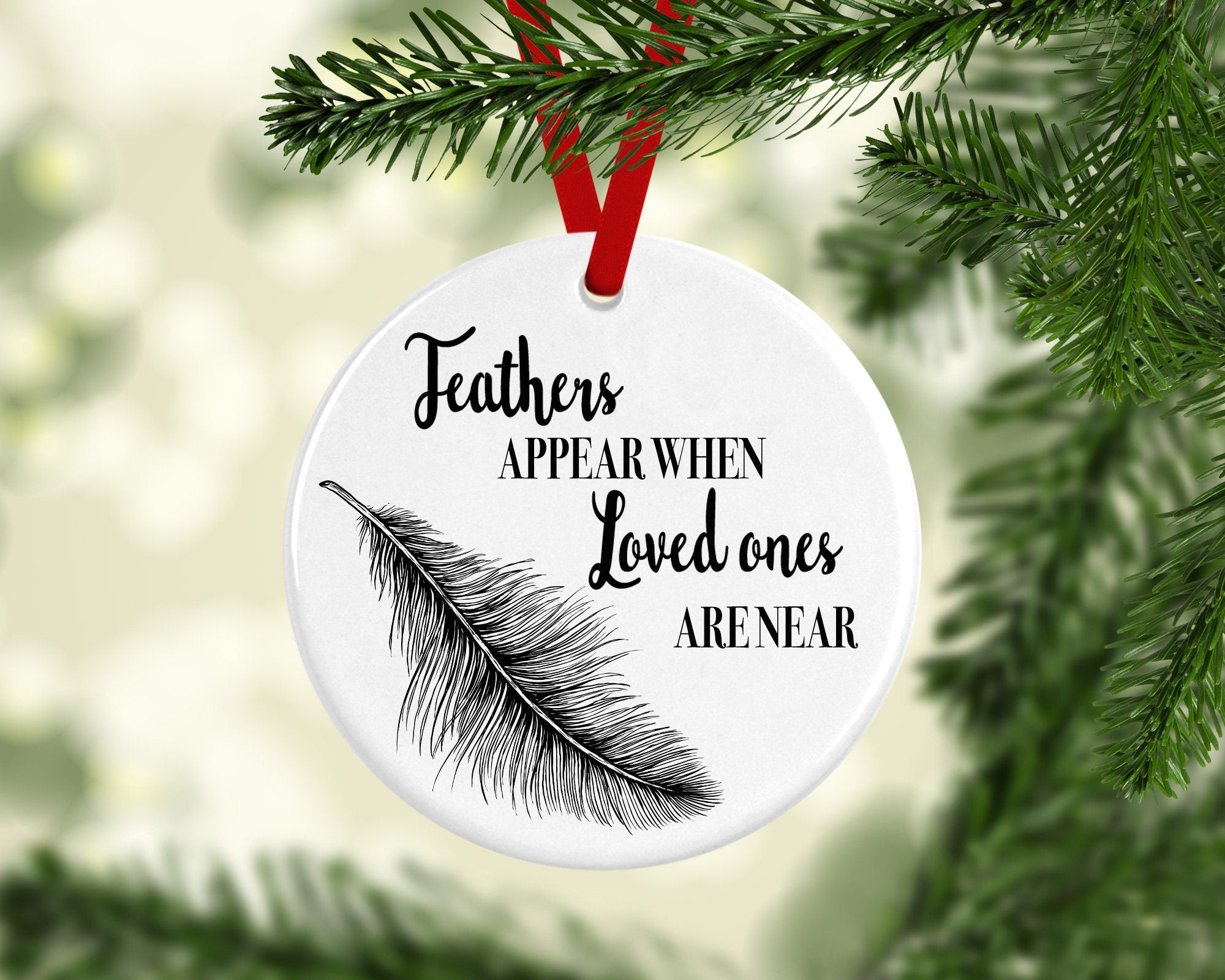 Feathers Appear Ceramic Christmas Decoration - Memorial Christmas Ornament