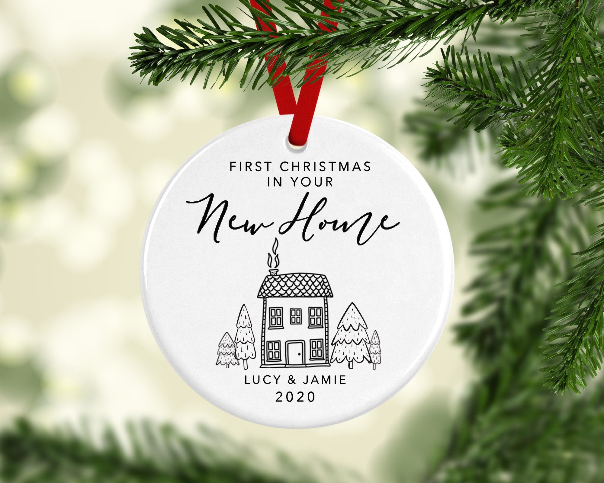 Personalised New Home Ceramic Christmas Decoration - Housewarming Gift - New Home Bauble - First Home Christmas Decoration