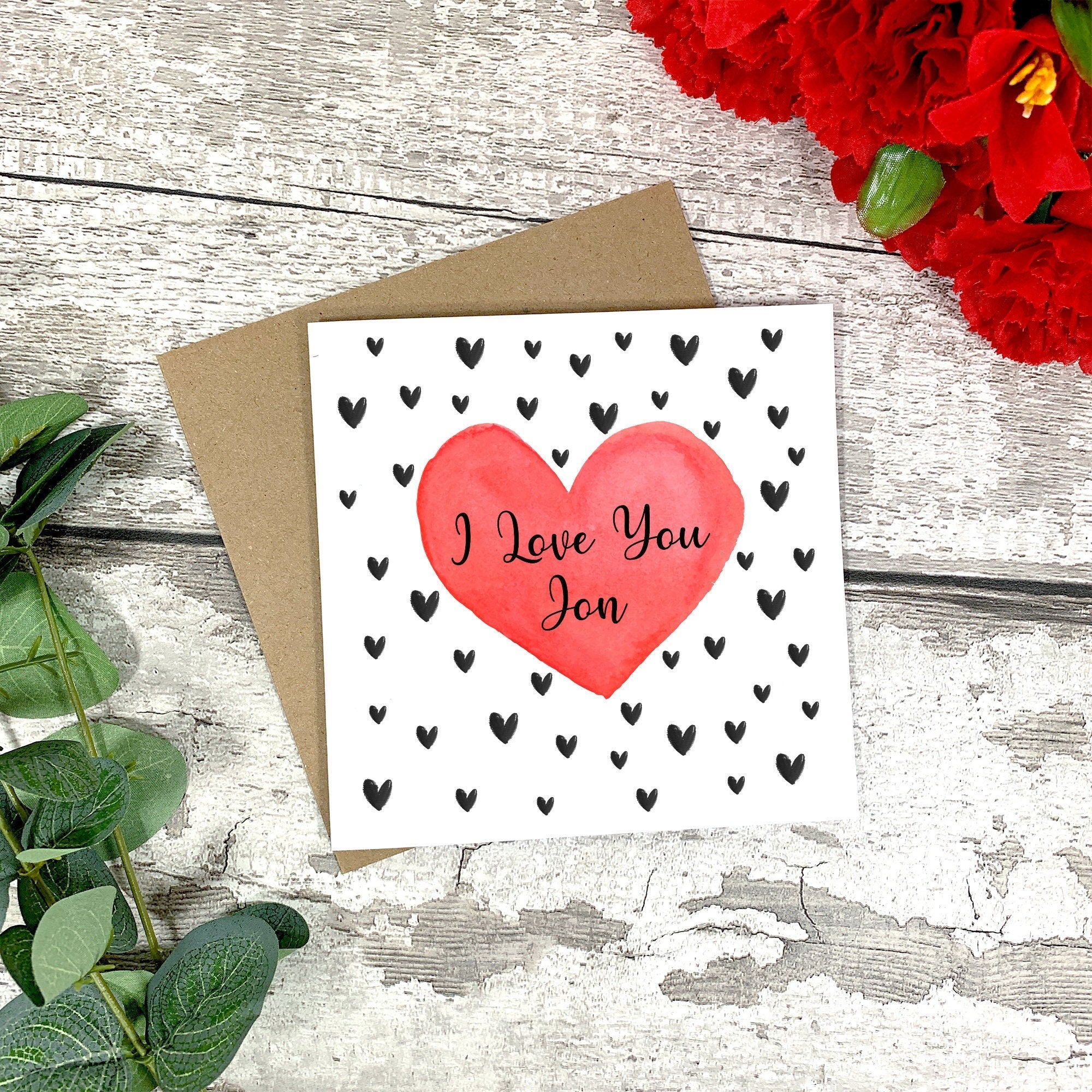 Personalised Valentine's Day Hearts Card - Valentine's Day - Couple Card - Husband Card - Wife Card - Boyfriend Card