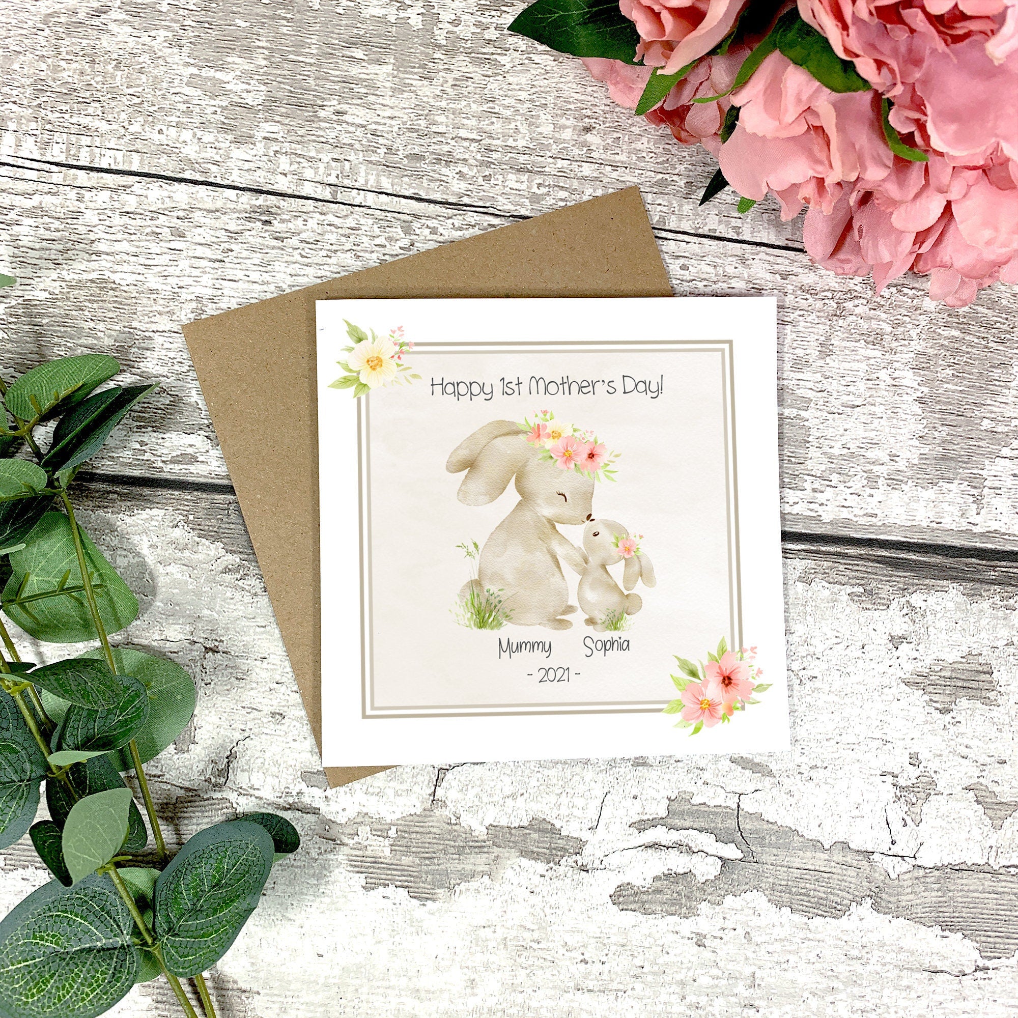 Personalised Happy First Mother's Day Card - Mom Card - Watercolour Mother's Day Card - Mom Greeting Card - First Time Mom