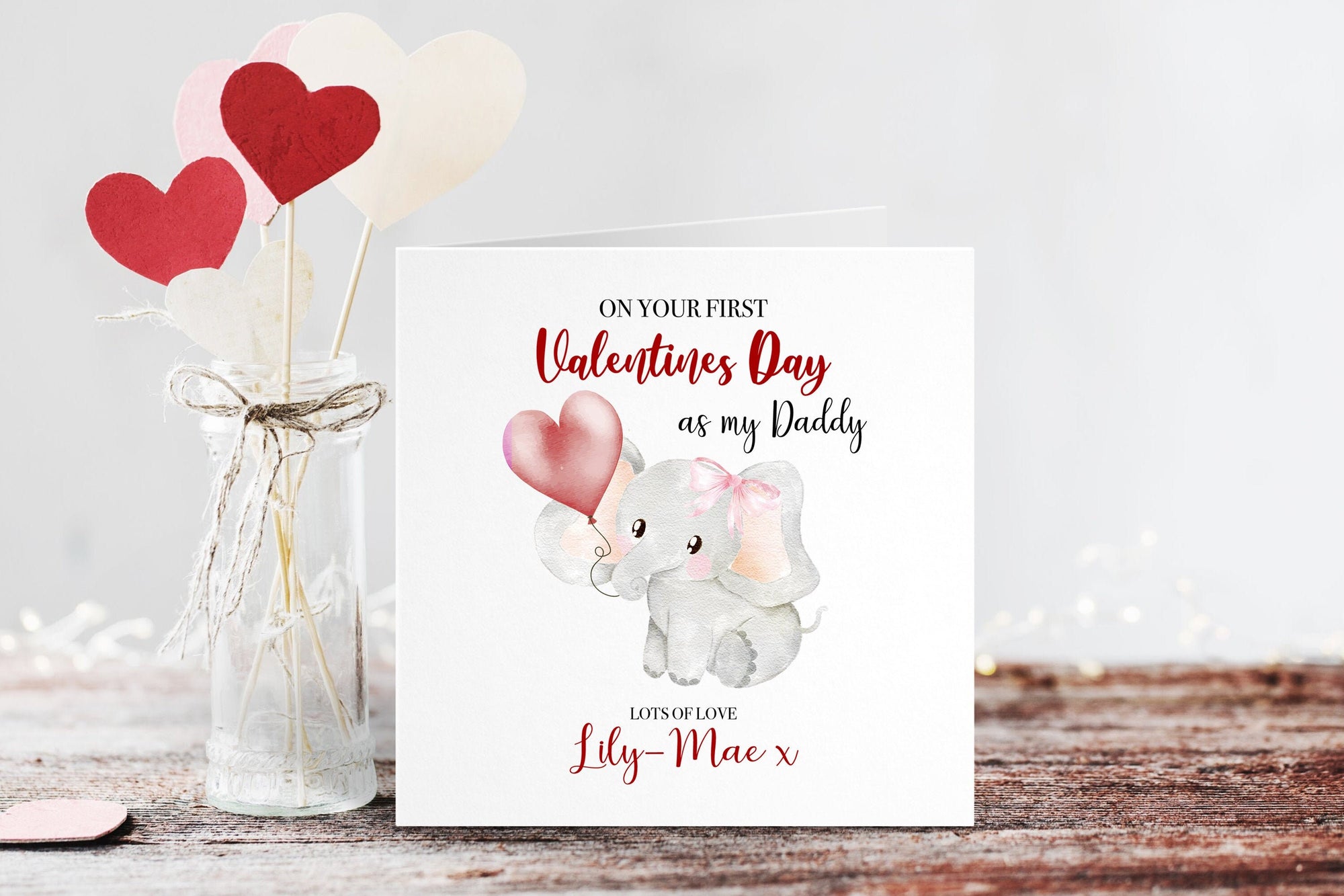 Personalised Valentines Daddy Card - First Valentines - Daddy Card - Valentines Balloon Card - On Your First Valentines - Kids Valentines