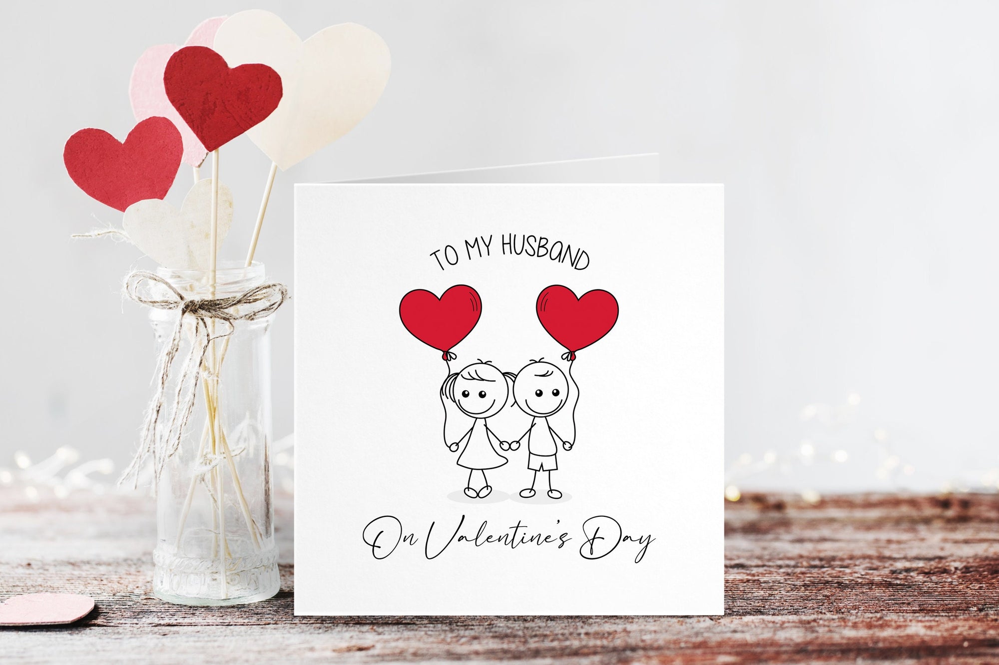 Valentines Day Card - Valentine's Day - Couple Card - Husband Card - Wife Card - Boyfriend Card - For Him - For Her - Stick People Card