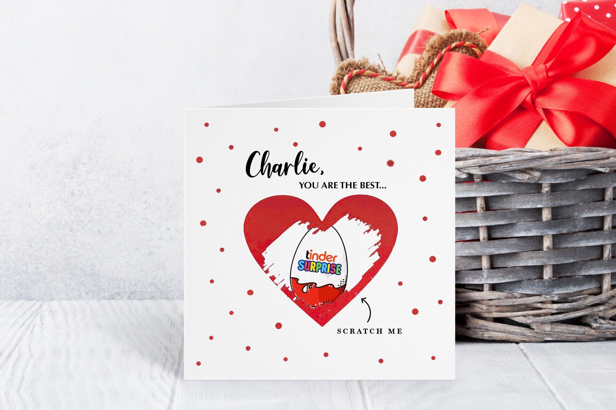 Personalised Tinder Valentines Day Card - Scratch Card - Valentine's Day - Couple - Husband Card - Wife Card - Boyfriend Card