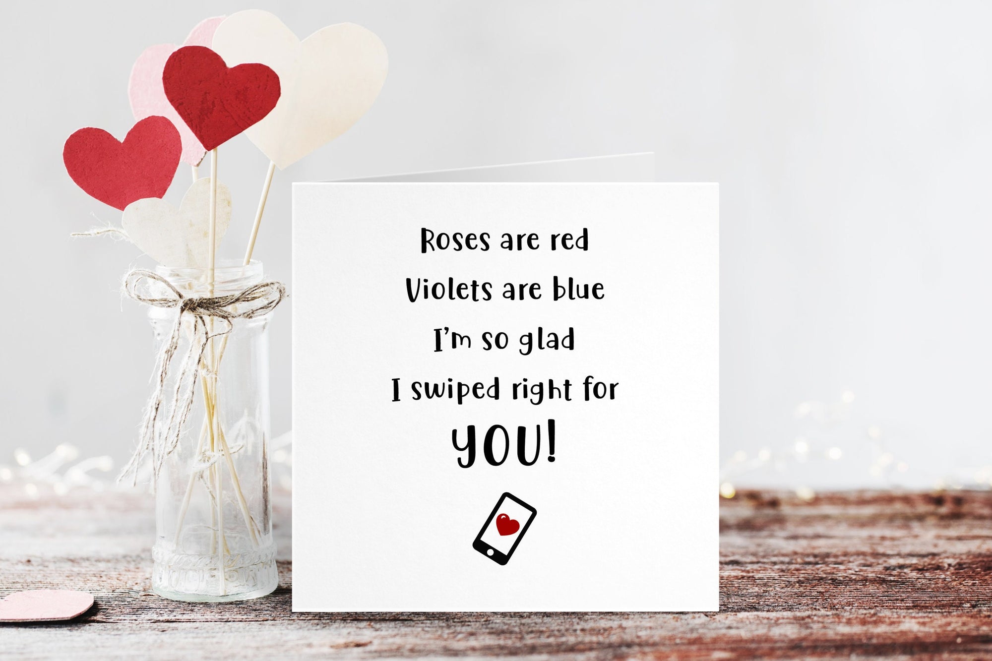 Tinder Valentine's Day Hearts Card - Valentine's Day - Couple Card - Husband Card - Wife Card - Boyfriend Card