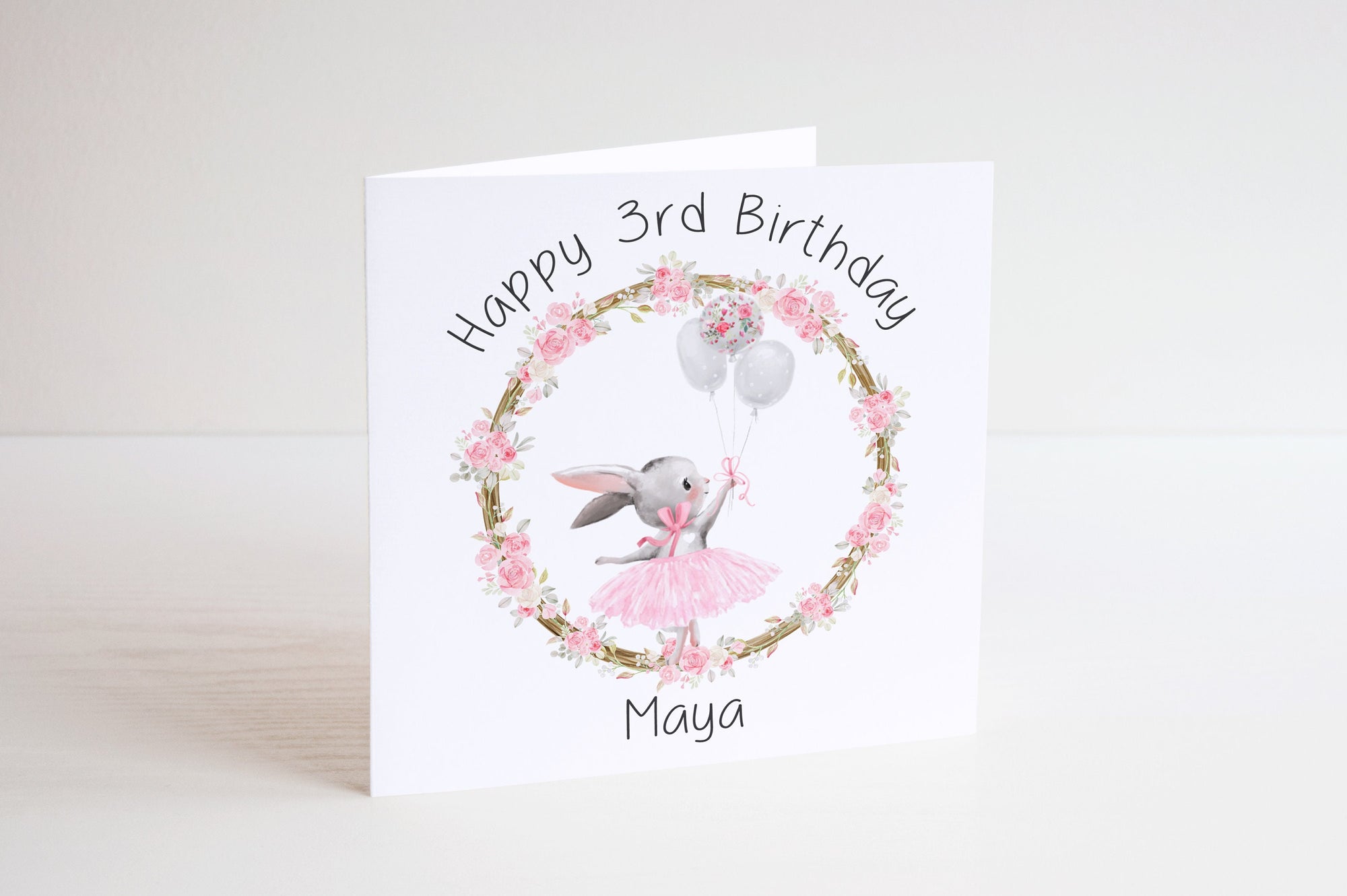 Personalised Bunny Birthday Card - Happy Birthday - Kids Birthday Card - Niece Birthday - 1st Birthday Card - 2nd Birthday Card