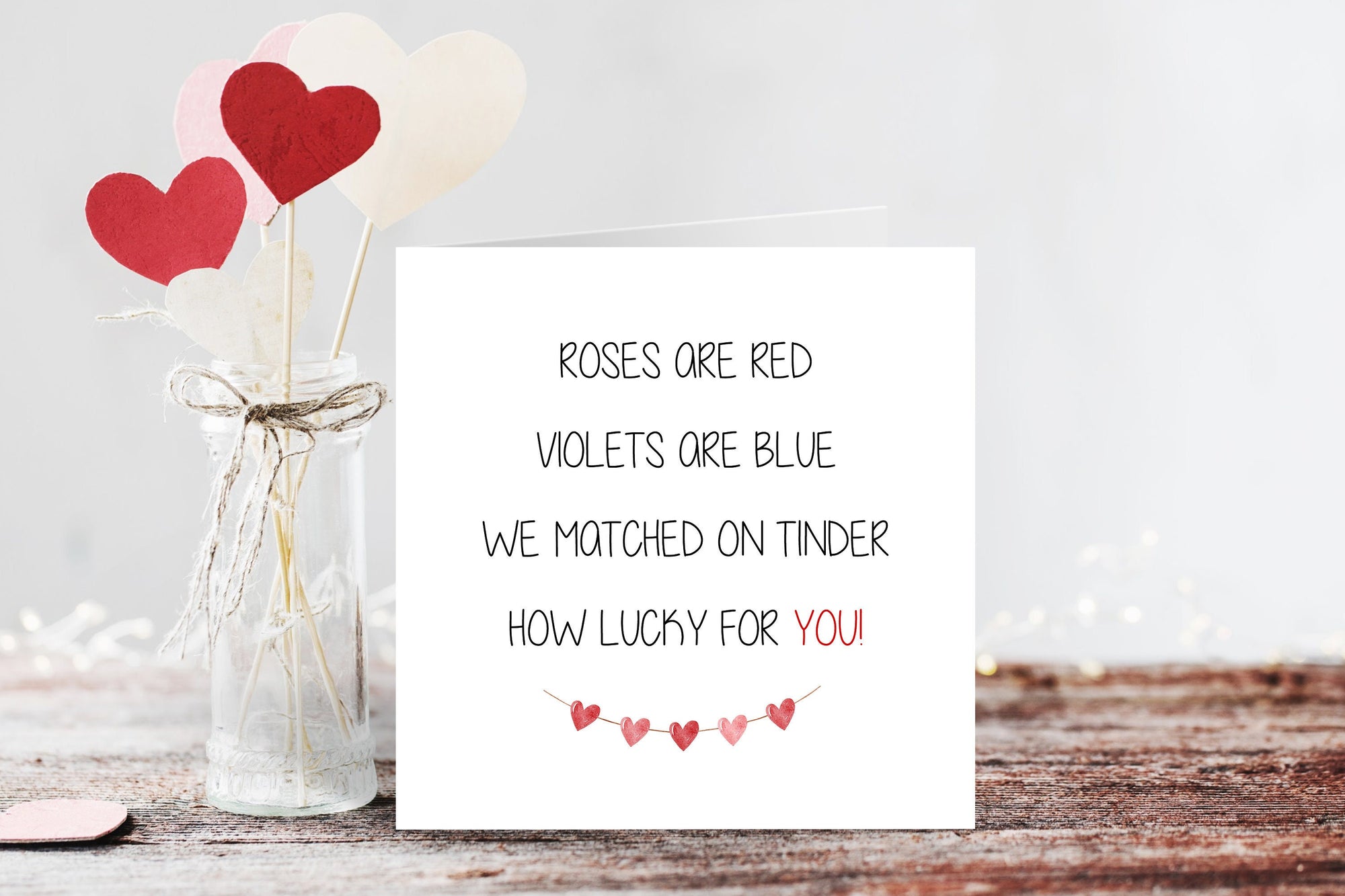 Tinder Valentine's Day Hearts Card - Valentine's Day - Couple Card - Husband Card - Wife Card - Boyfriend Card