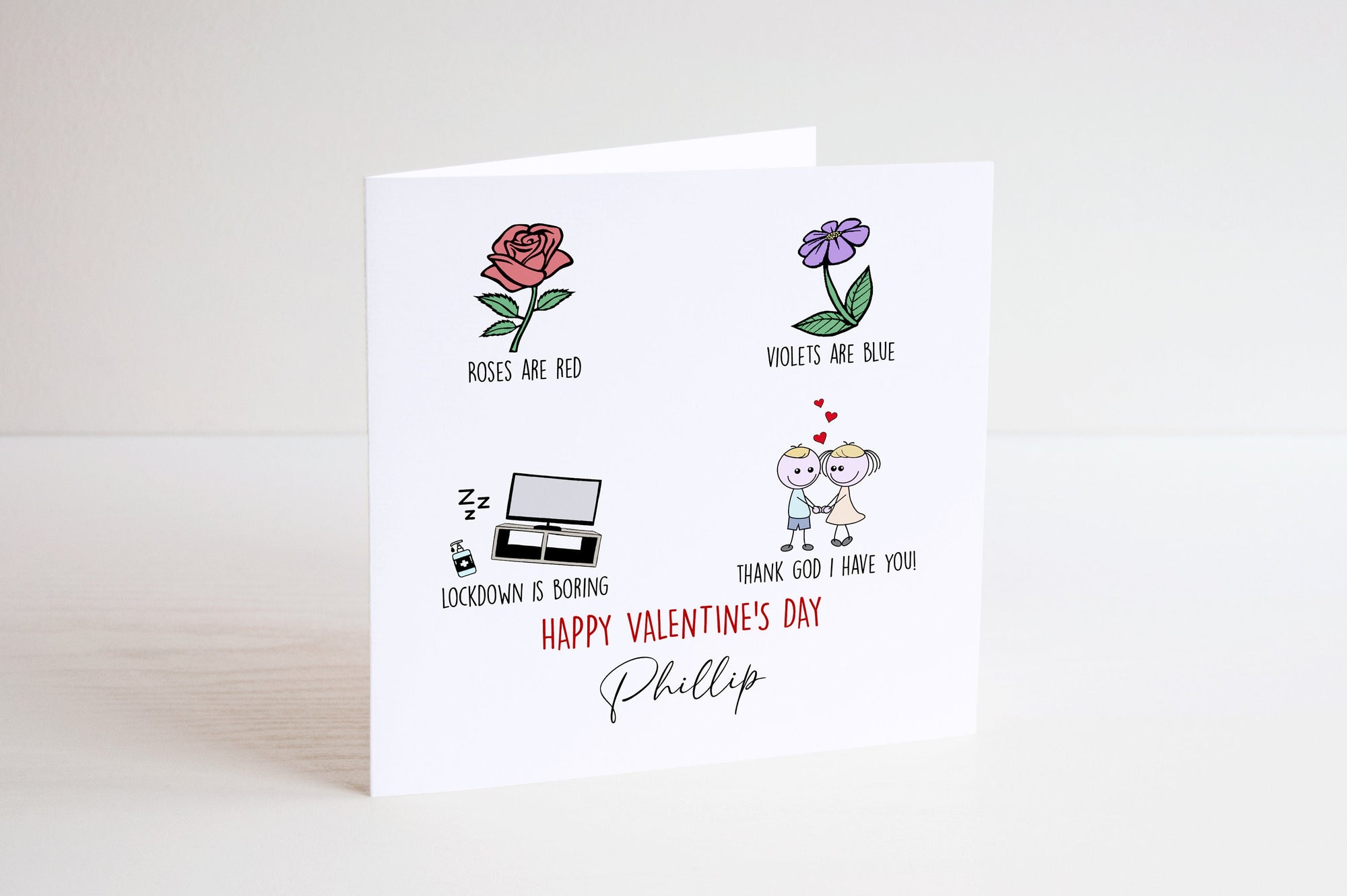 Personalised Valentines Day Card - Roses Are Red - Lockdown Valentines - Husband Card - Wife Card - Boyfriend Card - For Him - For Her