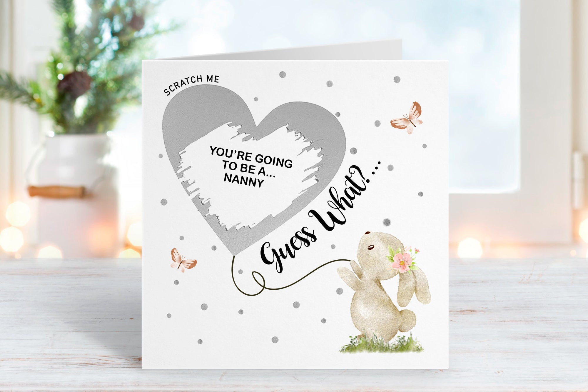 Personalised Family Pregnancy Announcement Bunny Scratch Card - First Time Parents - New Baby - Surprise Pregnancy - Easter Pregnancy reveal