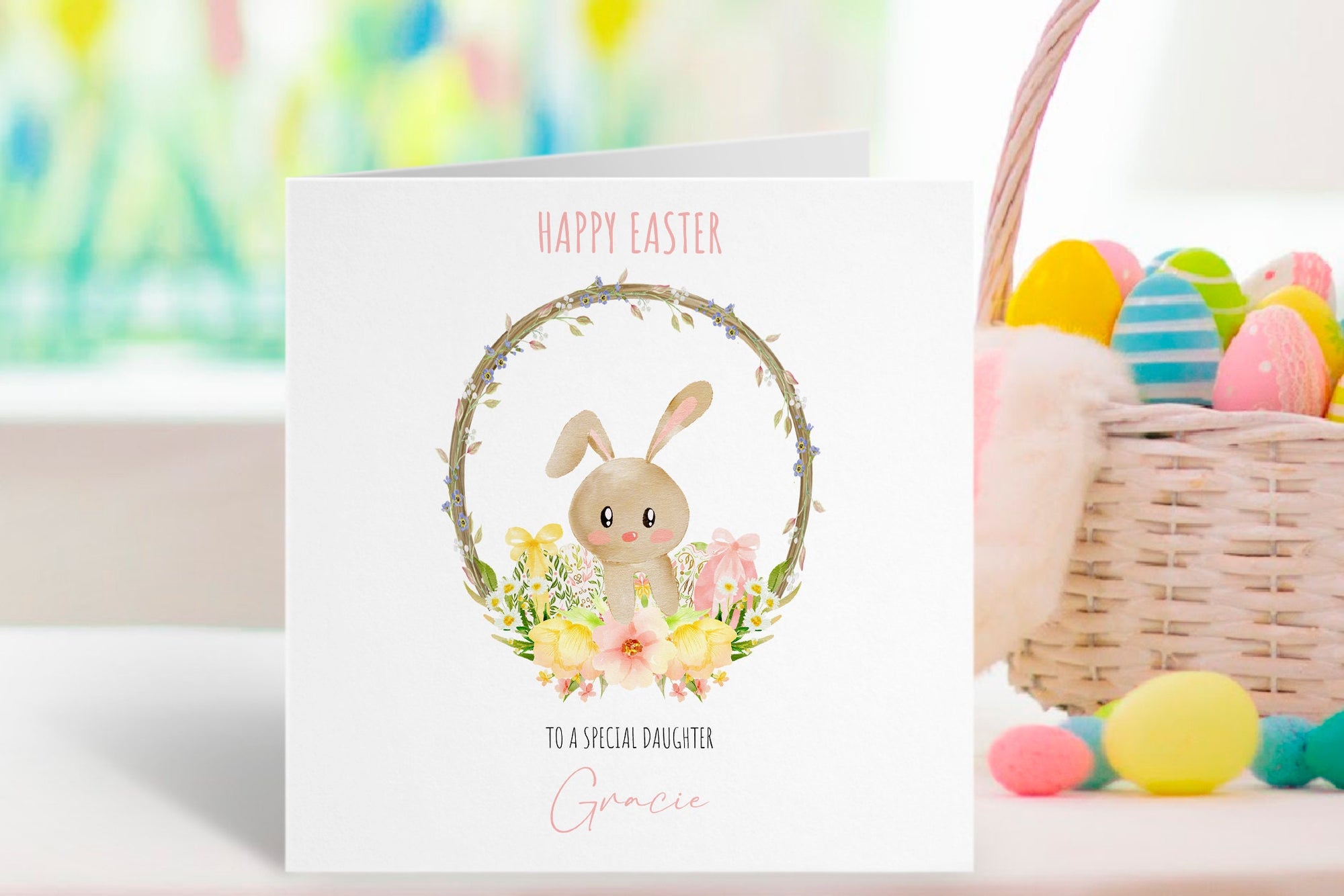 Personalised Happy Easter Card - Easter - Baby's First Easter Card - Baby Easter - Baby Girl Easter Card - Baby Boy Easter Card - Bunny Card