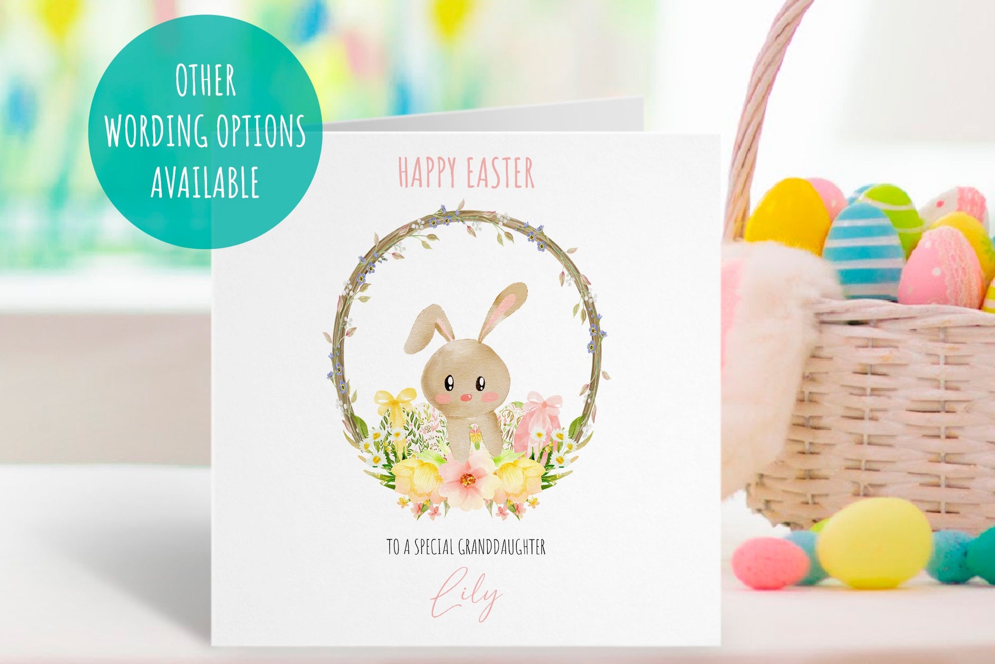 Personalised Happy Easter Card - Easter - Baby's First Easter Card - Baby Easter - Baby Girl Easter Card - Baby Boy Easter Card - Bunny Card