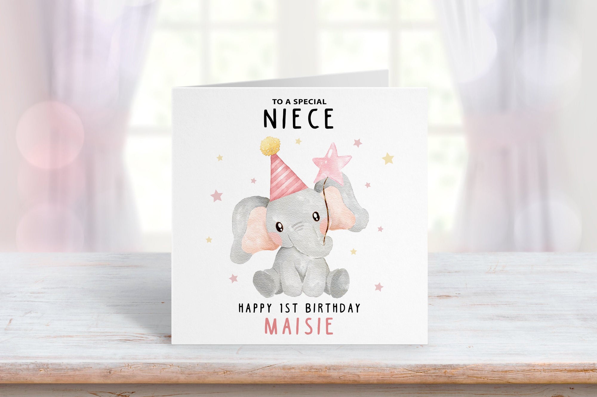 Personalised Elephant Birthday Card - Happy Birthday - Birthday - Kids Birthday Card - Niece Card - 1st Birthday Card - 2nd Birthday Card