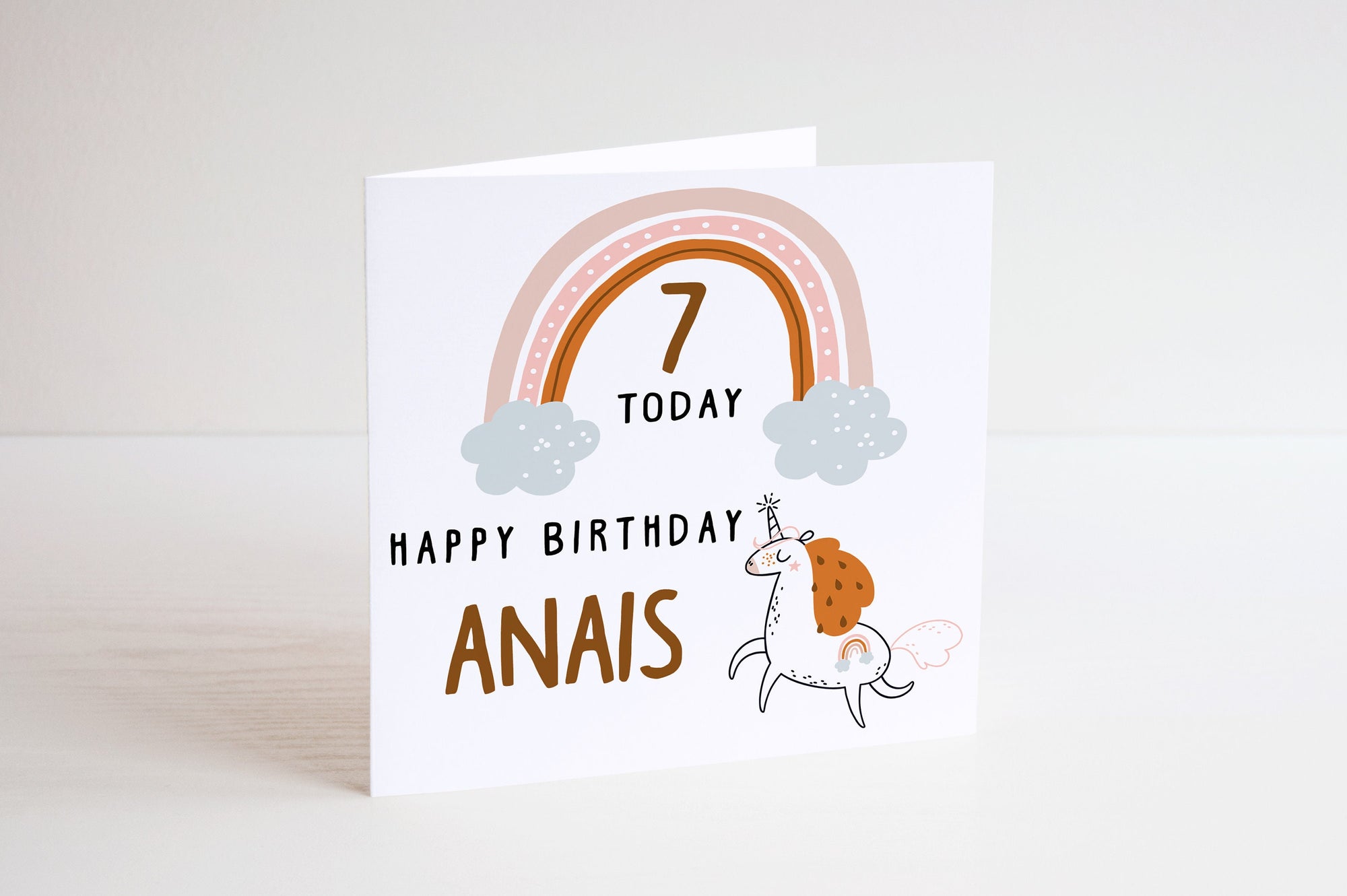 Personalised Rainbow Unicorn Card - Happy Birthday - Birthday Card - Kids Birthday Card