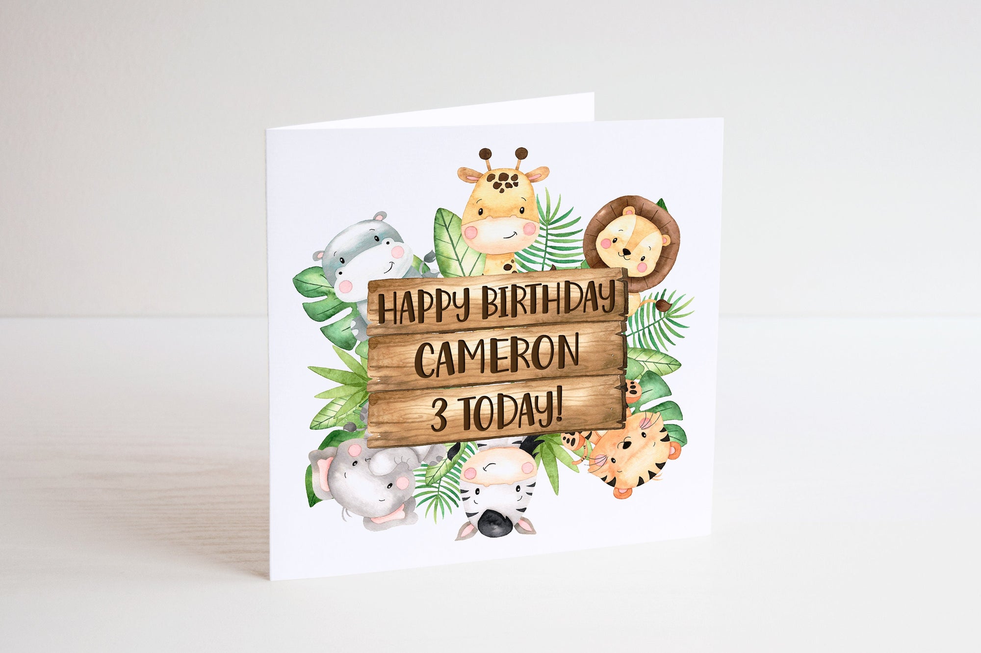 Personalised Age Safari Card - Happy Birthday - Birthday Card - Kids Birthday Card