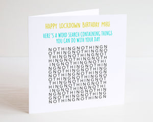 Personalised Lockdown Word Search Birthday Card - Best Friend Birthday Card - Bestie - Word Search Birthday Card - 2021 Card