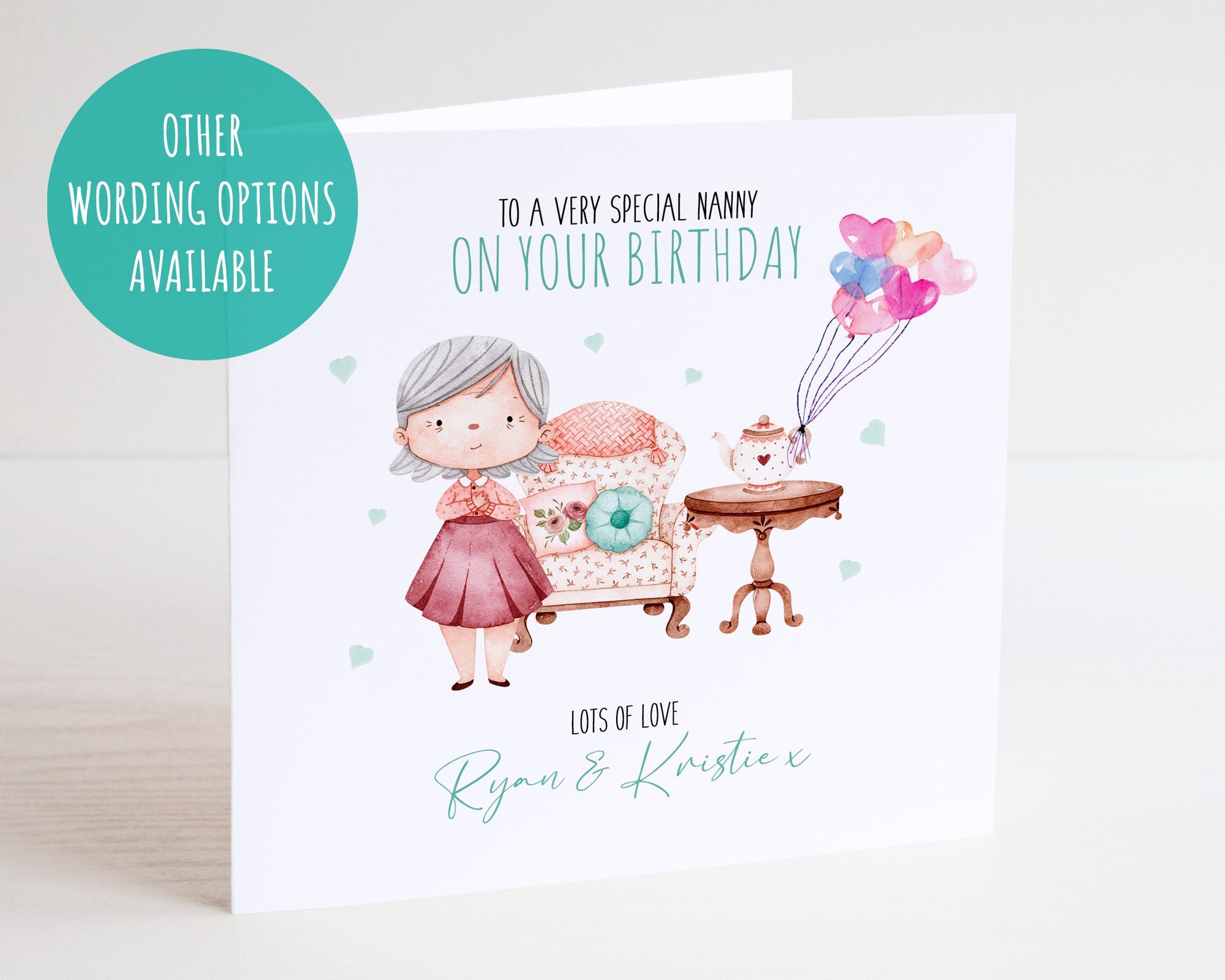 Personalised Nanny Birthday Card - Happy Birthday - Nanny Gift - Grandkids Card