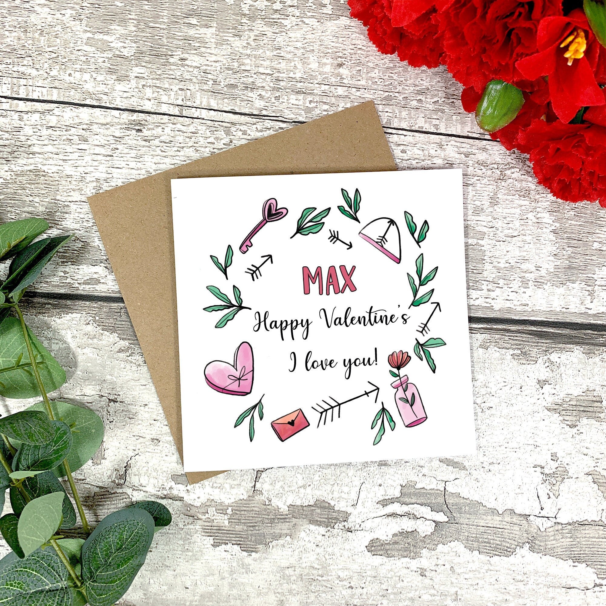 Personalised Valentine's Day Wreath Card - Valentine's Day - Couple Card - Husband Card - Wife Card - Boyfriend Card