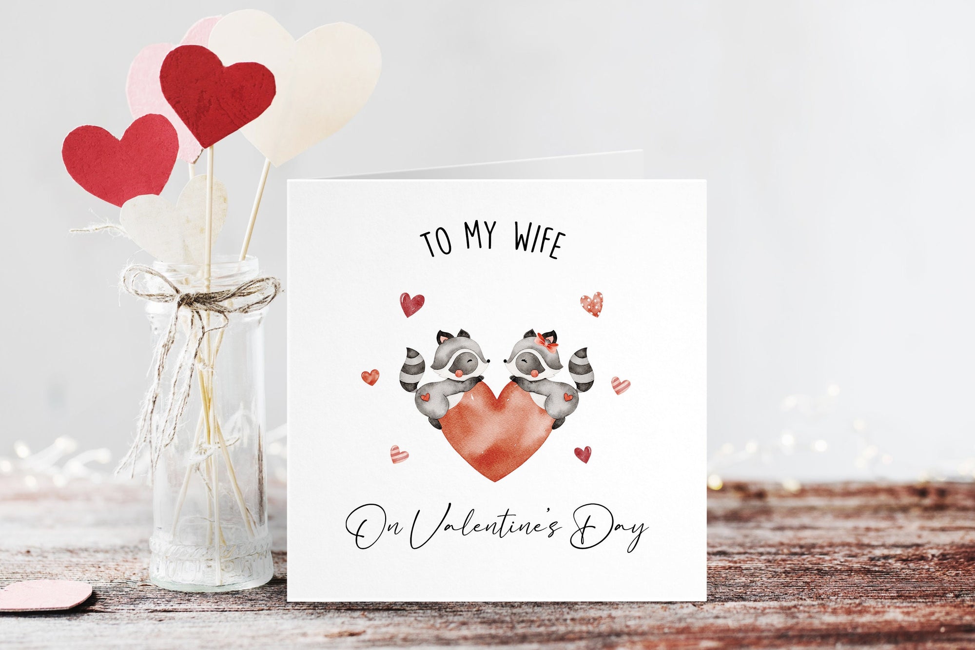 Valentines Day Card - Valentine's Day - Couple Card - Husband Card - Wife Card - Boyfriend Card - For Him - For Her - Raccoon Valentines