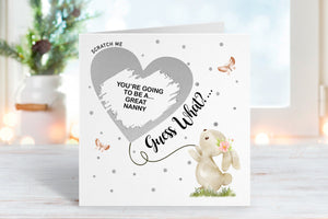 Personalised Family Pregnancy Announcement Bunny Scratch Card - First Time Parents - New Baby - Surprise Pregnancy - Easter Pregnancy reveal