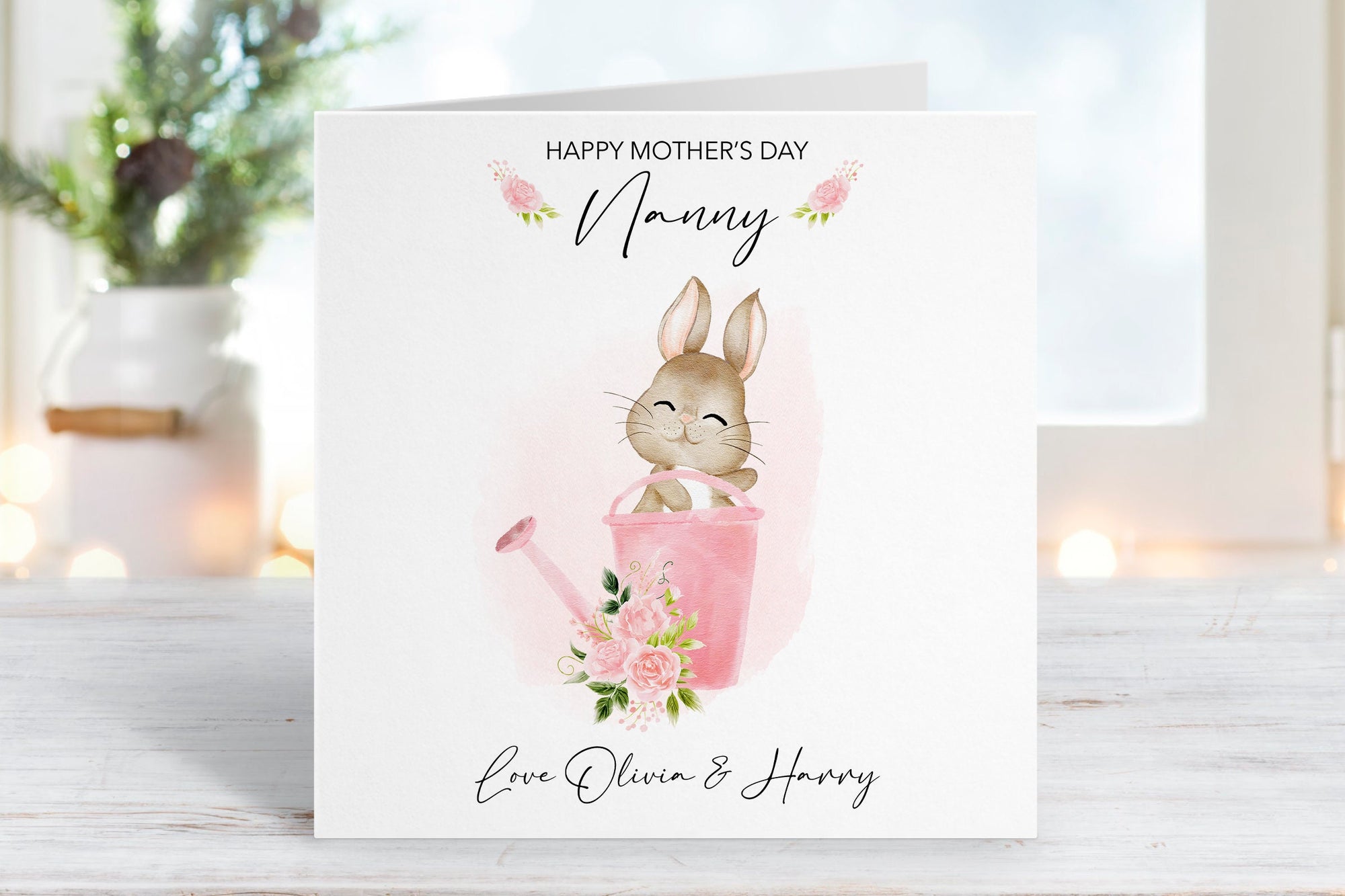 Personalised Nanny Mother's Day Card - Happy Mother's Day - Nanny Gift - Grandkids Card - To My Nanny Card - Cute Bunny Card