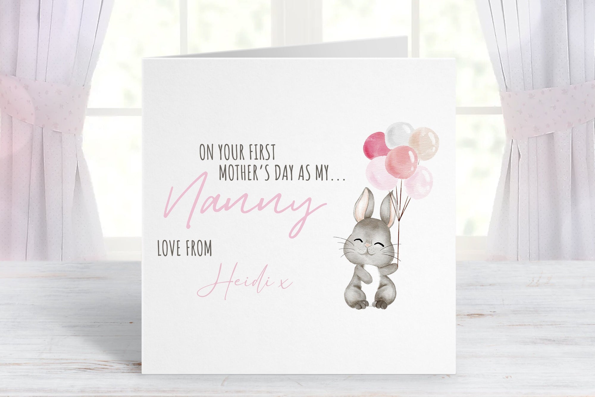 Personalised First Mother's Day As My Nanny Card - Happy Mother's Day - Nanny Gift - Grandkids Card - To My Nanny Card - Cute Bunny Card