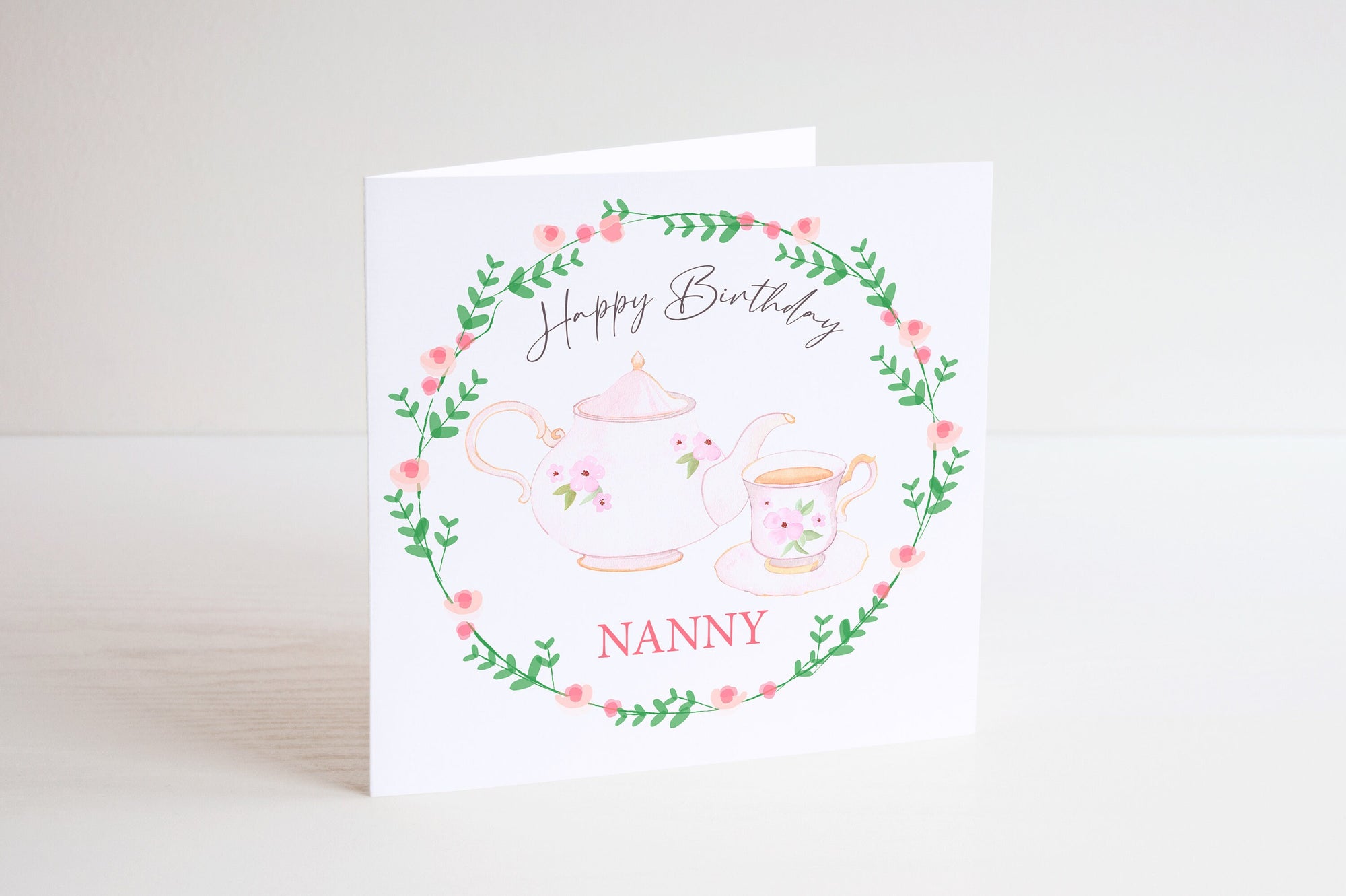 Nanny Birthday Personalised Tea Pot Card - Happy Birthday - Nanny Gift - Birthday Card For Nan - Grandmother Card