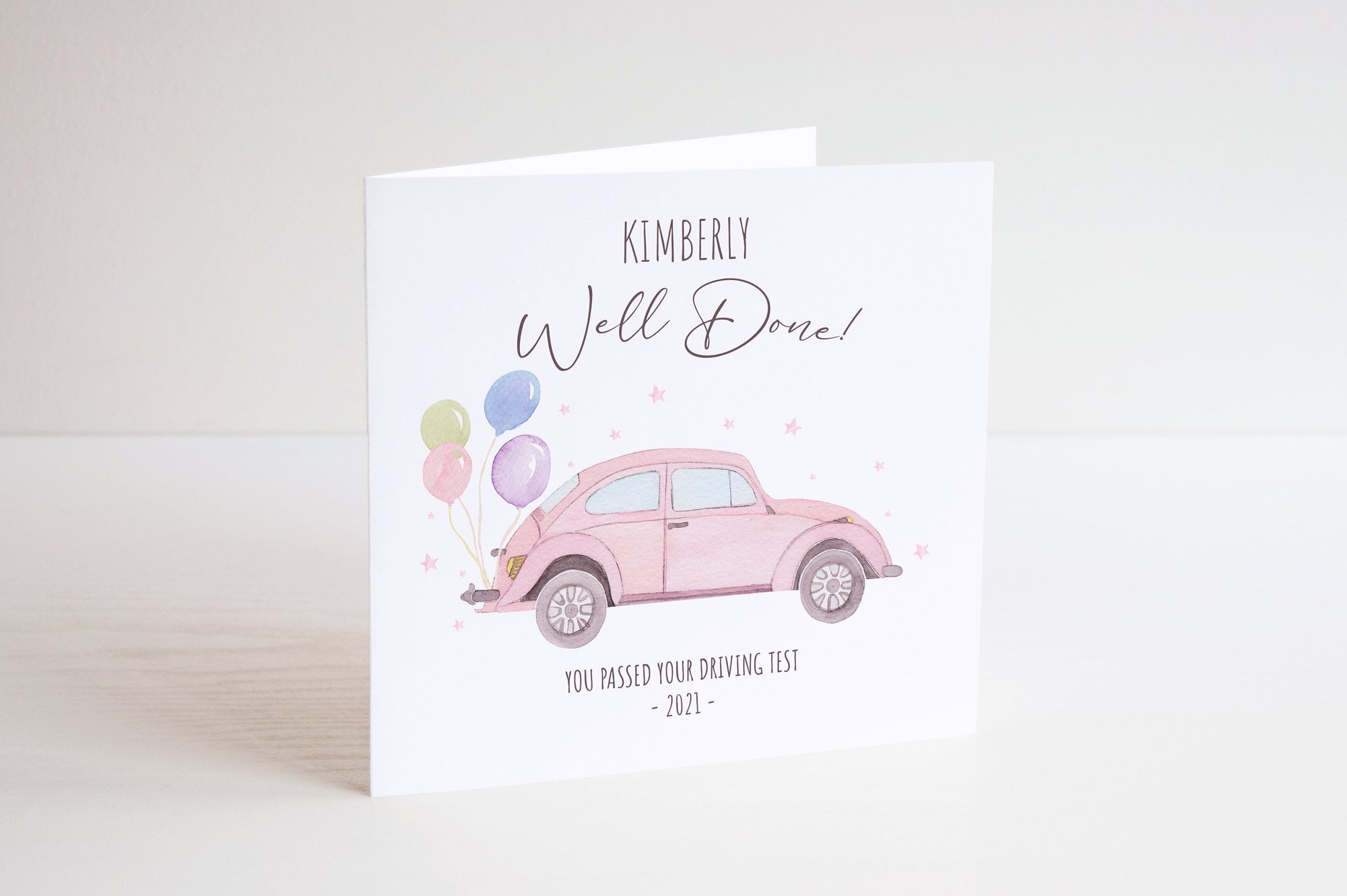 Congratulations Passed Driving Test Pink Card - New Driver Card - Well Cone Card - L Plates - Driving Test Card - Congratulations Card