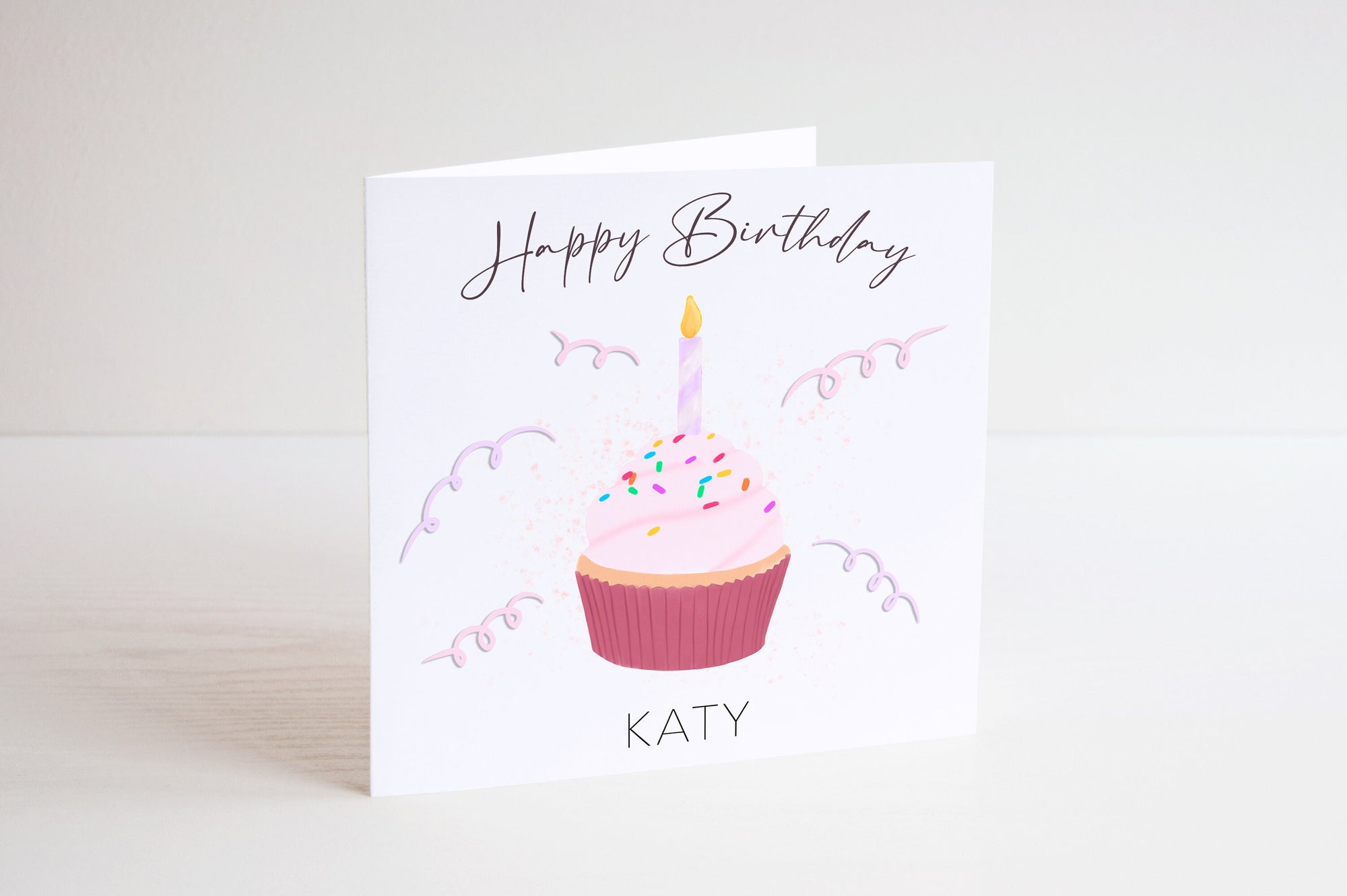 Personalised Cupcake Card - Happy Birthday - Birthday Card - Kids Birthday Card